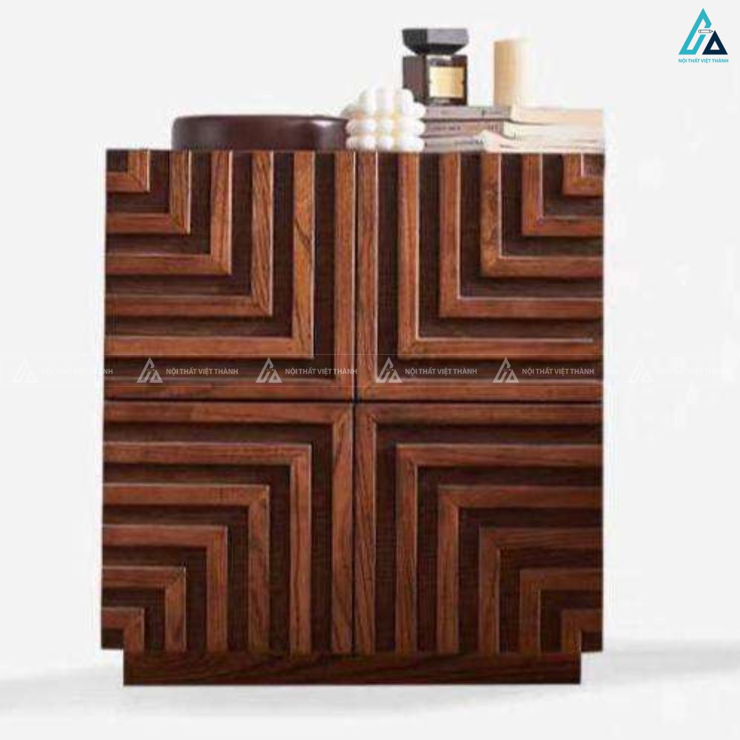 Tủ đầu giường gỗ thiết kế họa tiết khối nổi hiện đại độc đáo 4