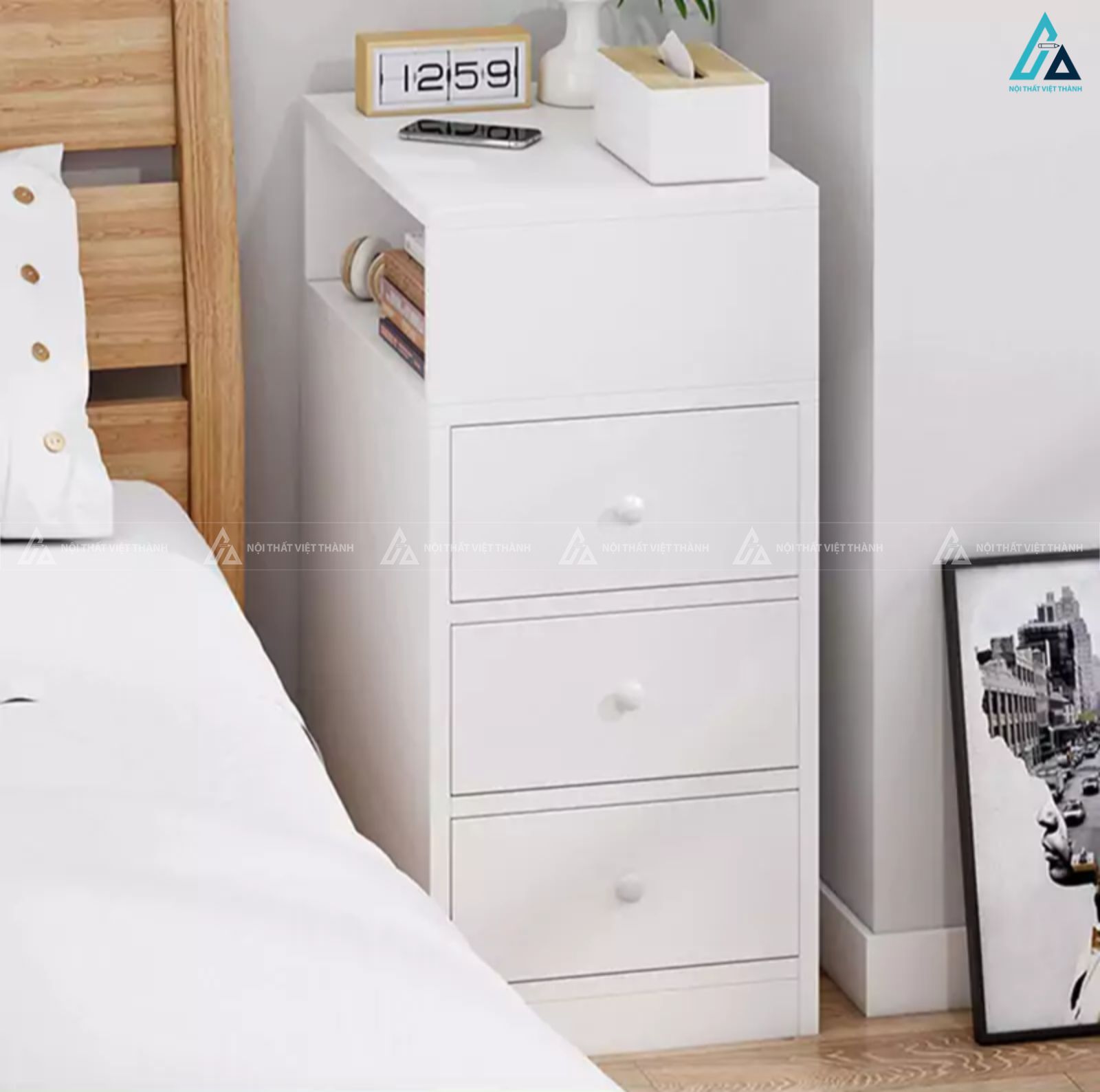 Tủ đầu giường dáng đứng thông minh nhỏ gọn tiết kiệm diện tích 1