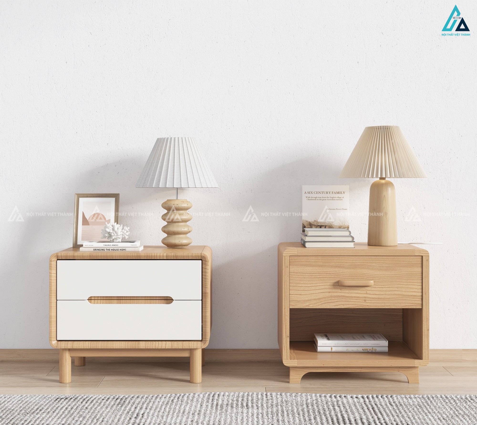 Mẫu tủ đầu giường gỗ tối giản