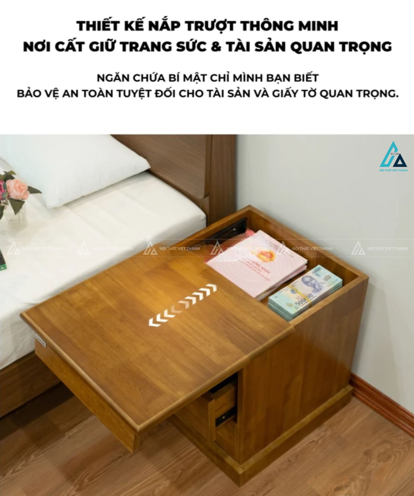 Tủ đầu giường đa năng thiết kế thông minh nhiều ngăn kéo lưu trữ 3
