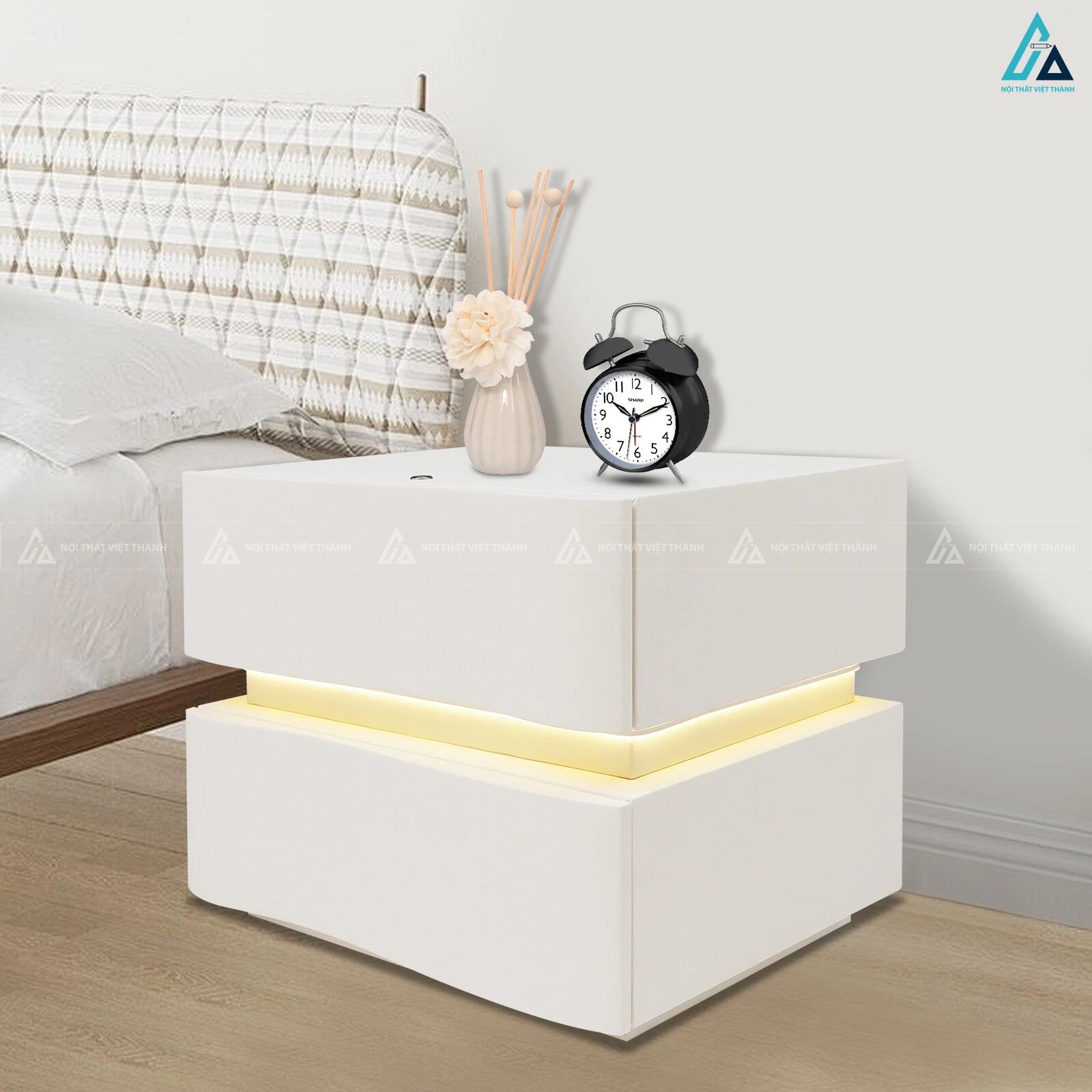 Tủ đầu giường đèn LED thông minh thiết kế kiểu dáng hiện đại 2