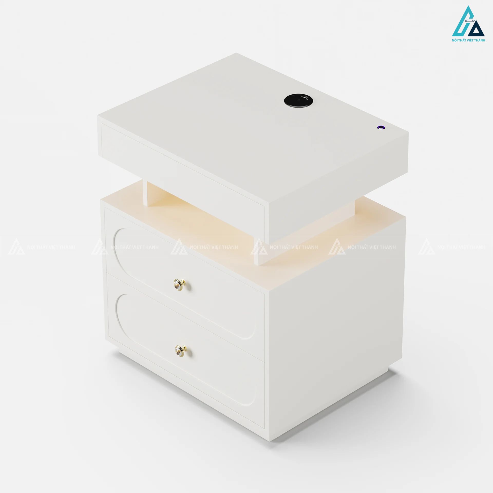 Tủ đầu giường tích hợp ngăn kéo và kệ đèn LED thông minh 2