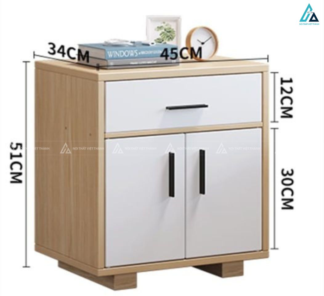 Tủ đầu giường thiết kế hiện đại phối màu trắng gỗ sang trọng 3