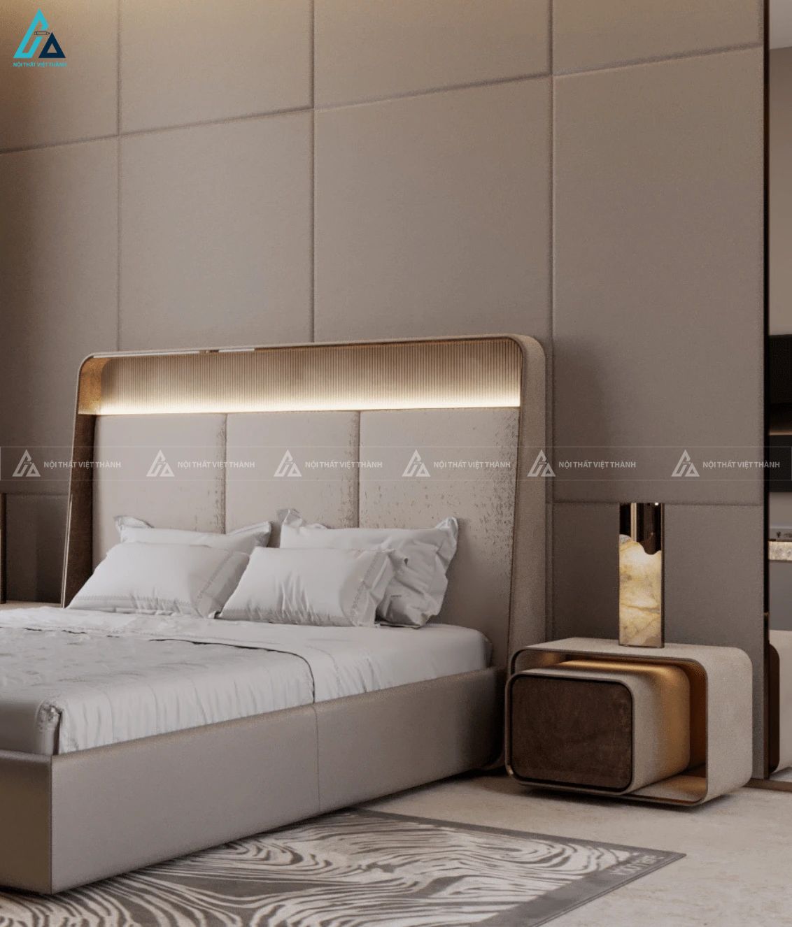 Tủ đầu giường thông minh thiết kế hình khối sang trọng hiện đại 2