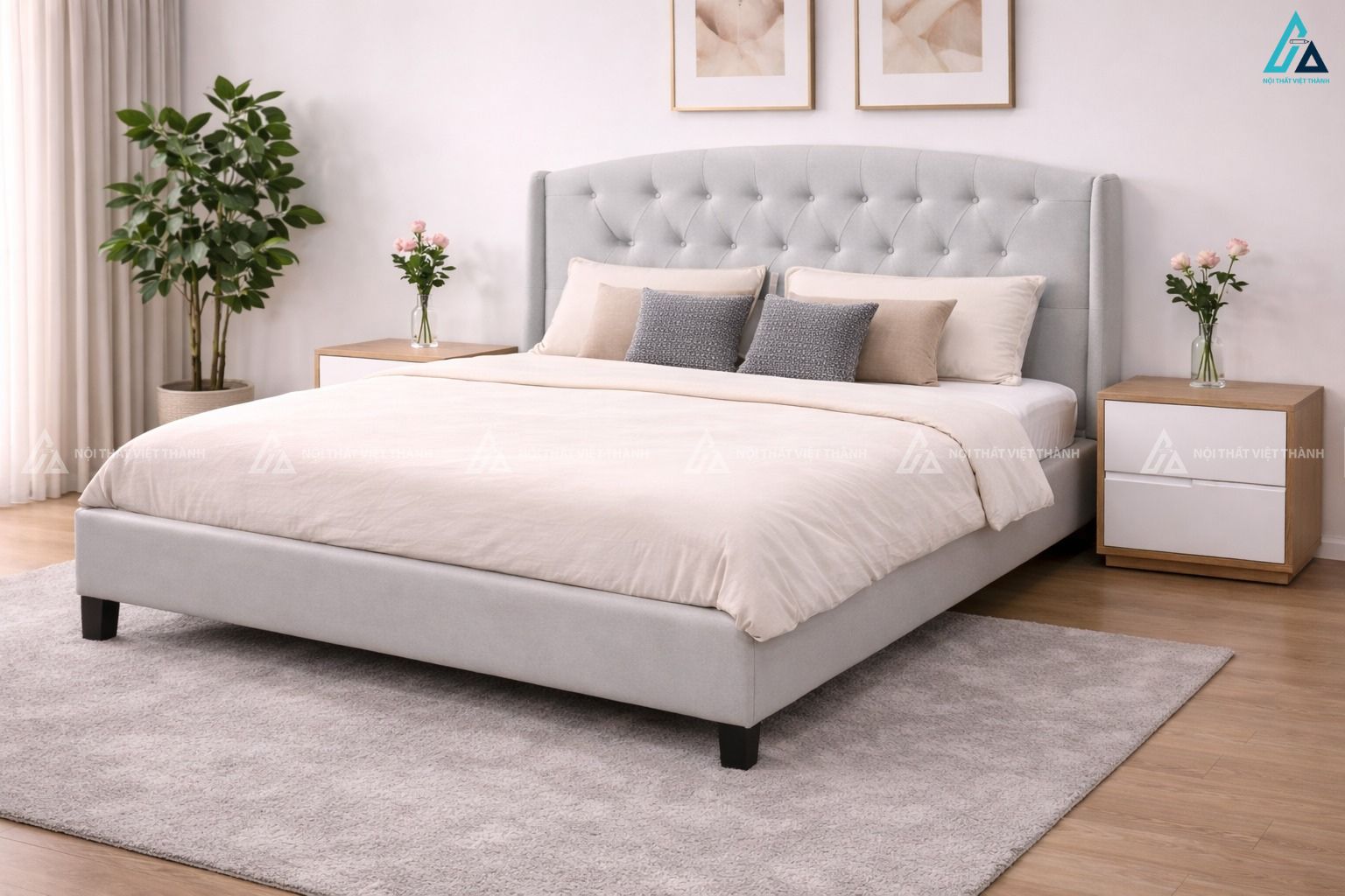 Mẫu tủ đầu giường gỗ công nghiệp 2 ngăn kéo