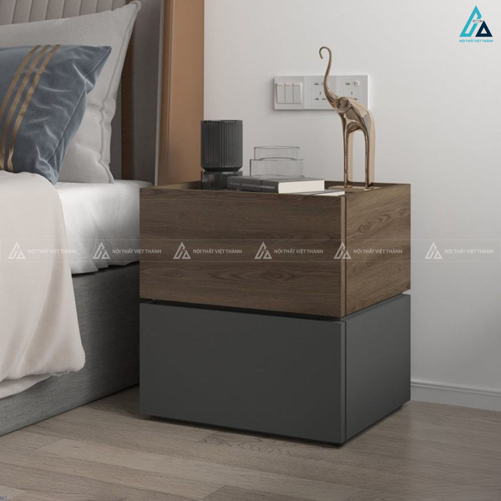 Tủ đầu giường 2 khối cách điệu thiết kế hiện đại sang trọng 3