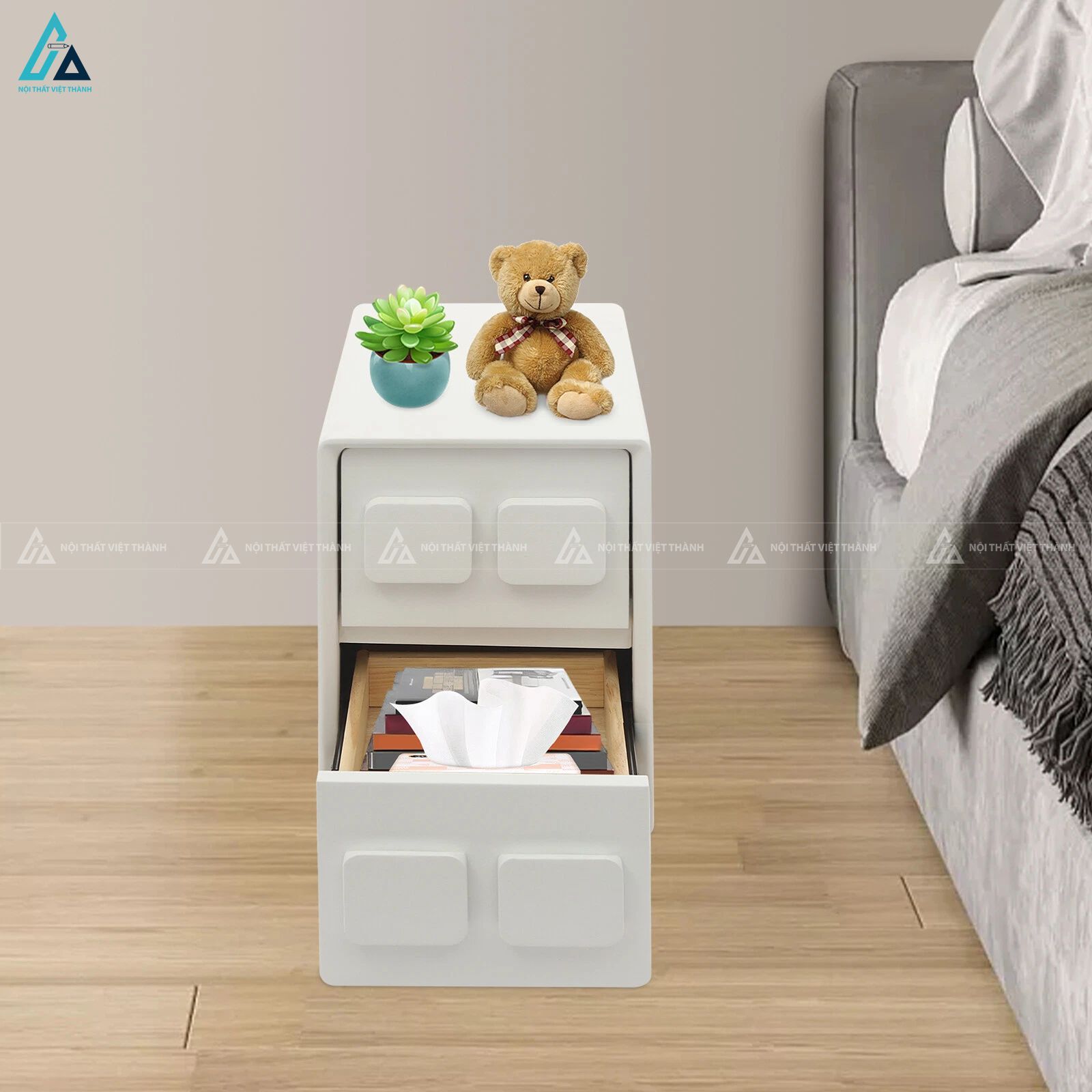 Tủ tab đầu giường 2 ngăn kéo phong cách tối giản tinh tế 4