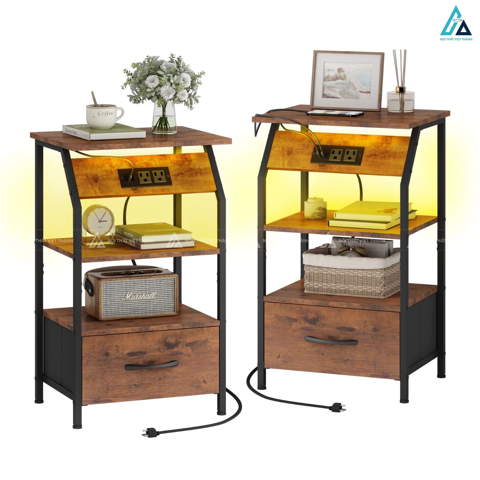 Kệ đầu giường thông minh tích hợp ổ cắm sạc đa năng tiện lợi 4