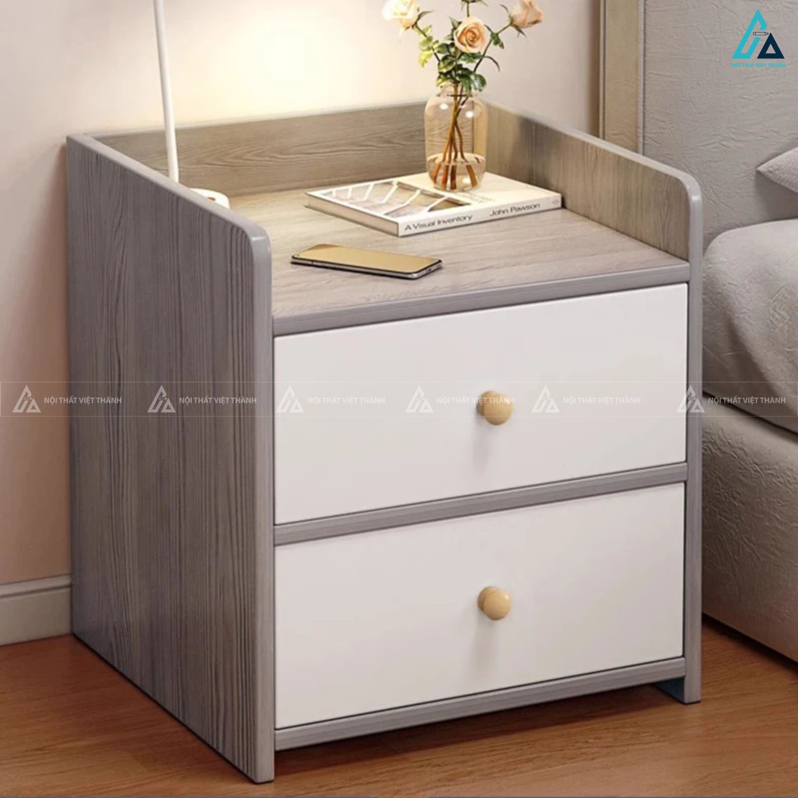 Tủ đầu giường hiện đại phối màu tinh tế thiết kế tiện nghi