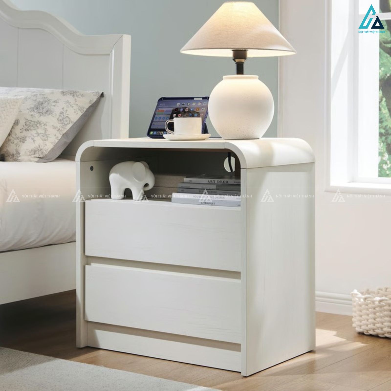 Tủ đầu giường gỗ bo góc thiết kế nhỏ gọn hiện đại đa năng 4