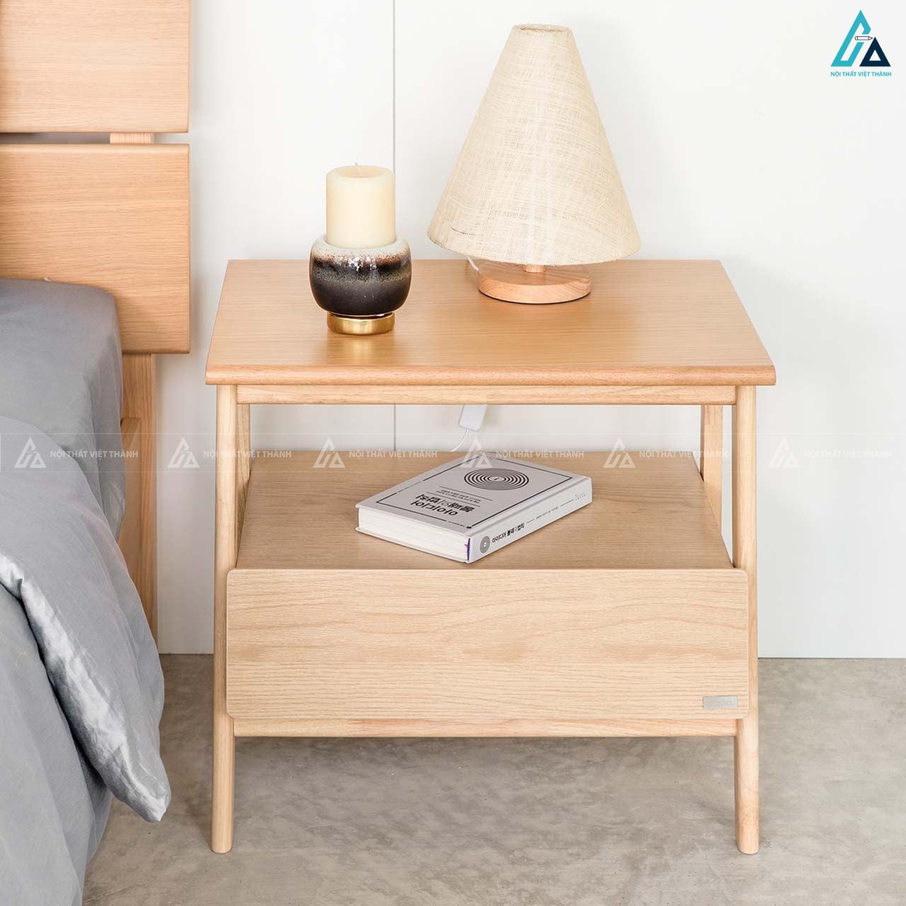 Tủ đầu giường hiện đại có ngăn kéo thiết kế tối giản nhỏ gọn