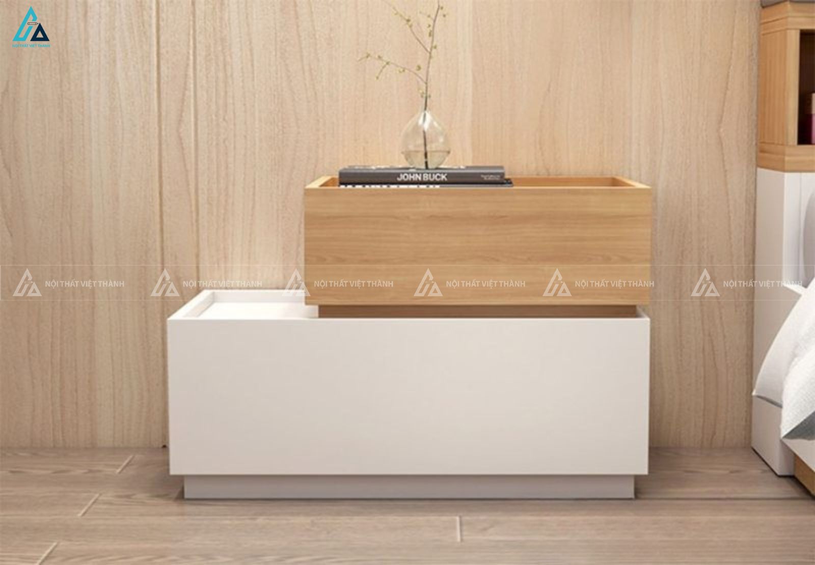 Tủ đầu giường 2 khối cách điệu thiết kế tối giản sang trọng 5