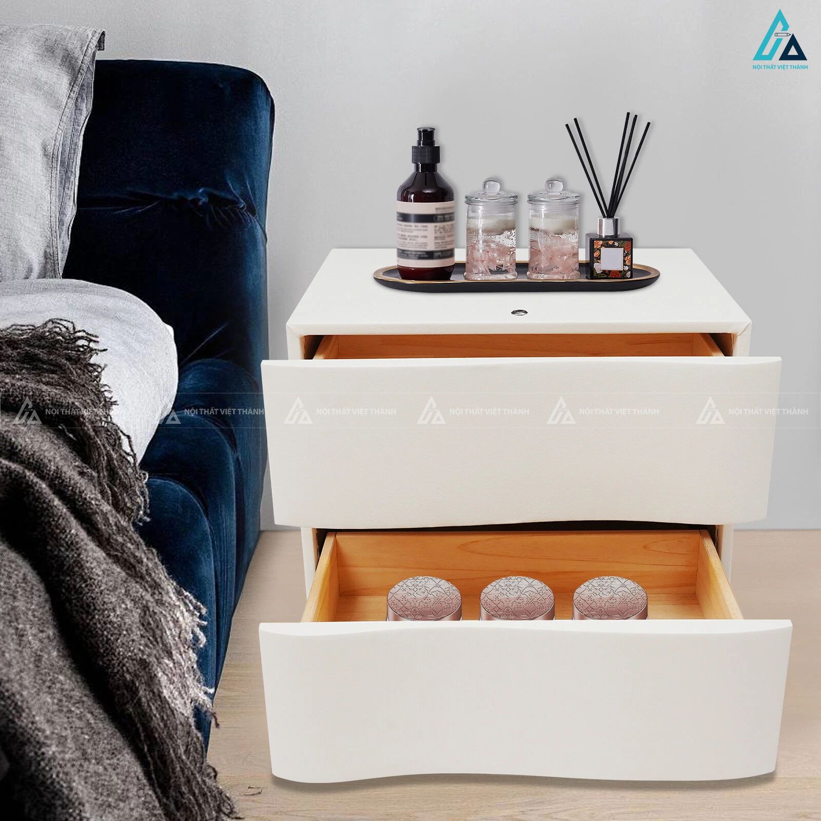 Tủ đầu giường đèn LED thông minh thiết kế kiểu dáng hiện đại 4