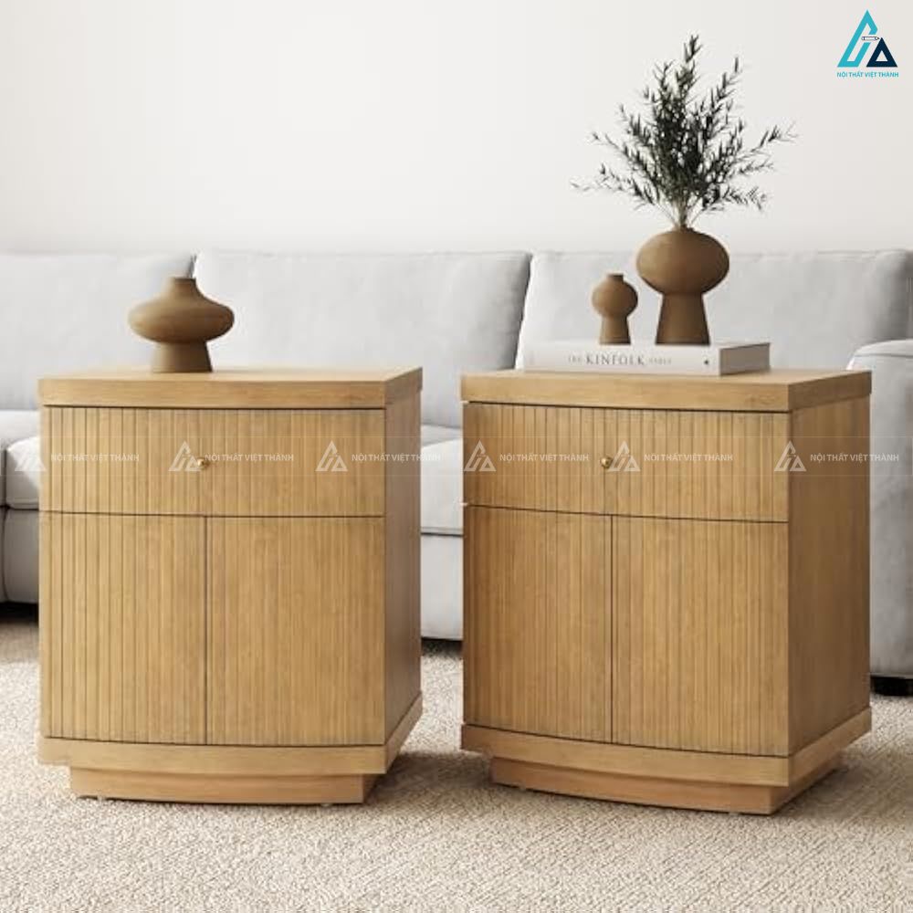 Tủ đầu giường mặt cửa rãnh thiết kế hiện đại sang trọng