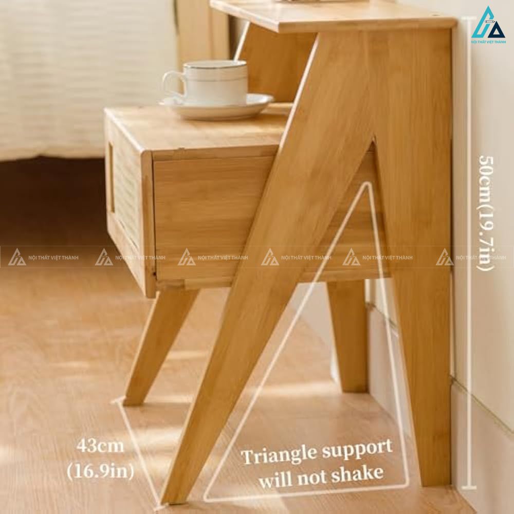 Tủ đầu giường gỗ mây đan có ngăn kéo thiết kế hiện đại tinh tế 5