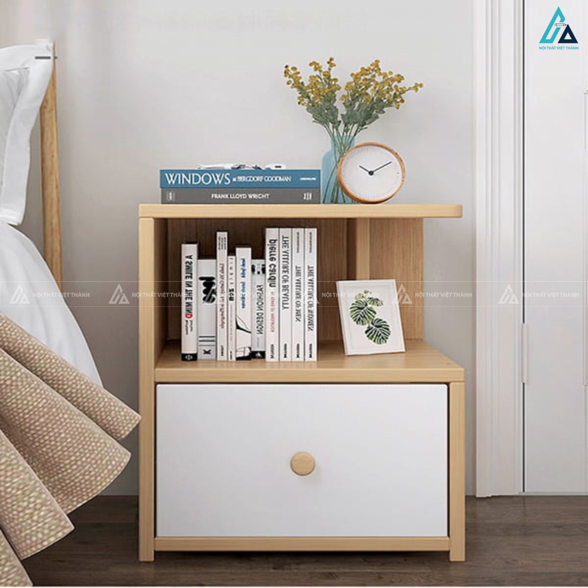 Tủ đầu giường hiện đại kệ mở tích hợp ngăn kéo tiện nghi
