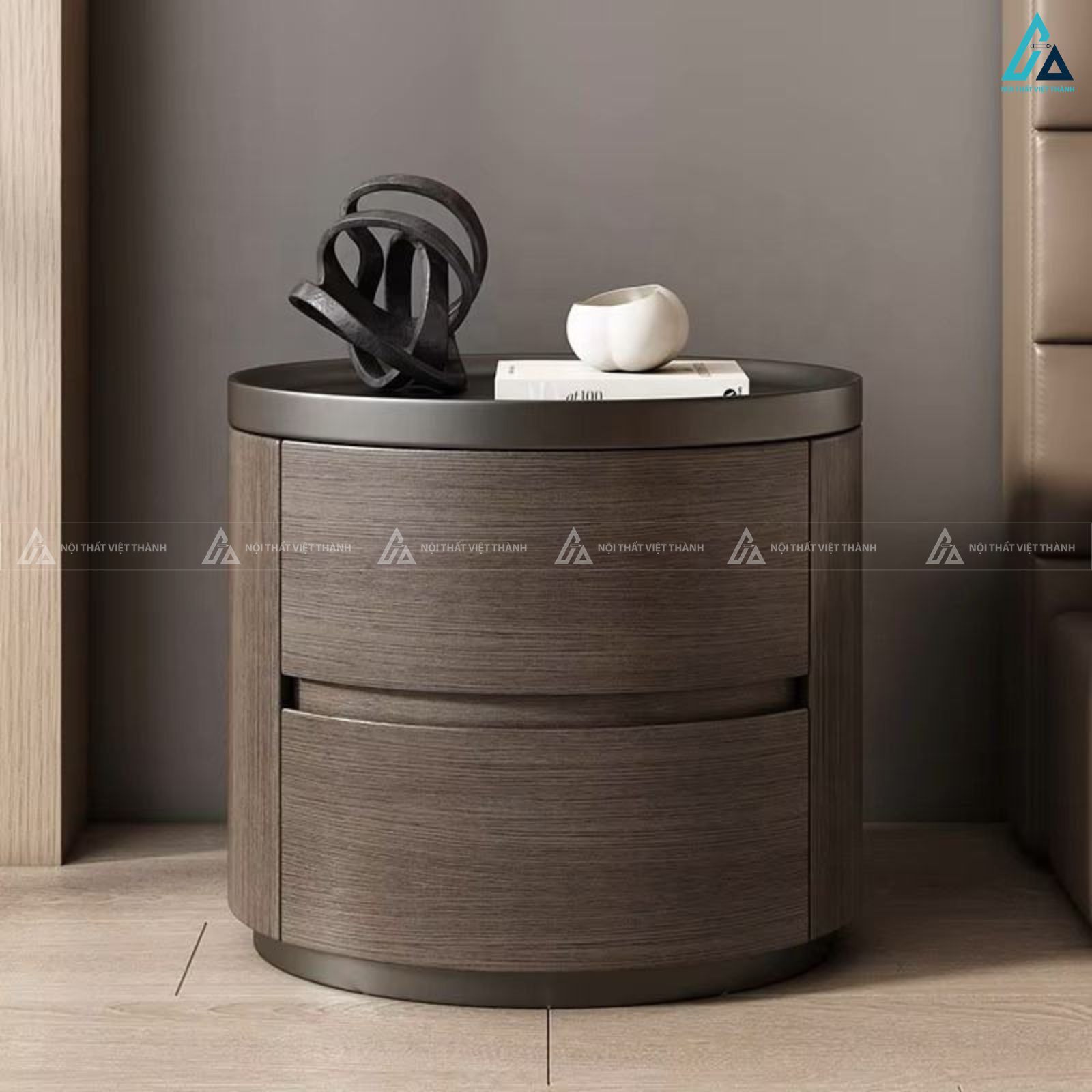 Tủ đầu giường tròn 2 ngăn kéo thiết kế ngỏ gọn hiện đại 4