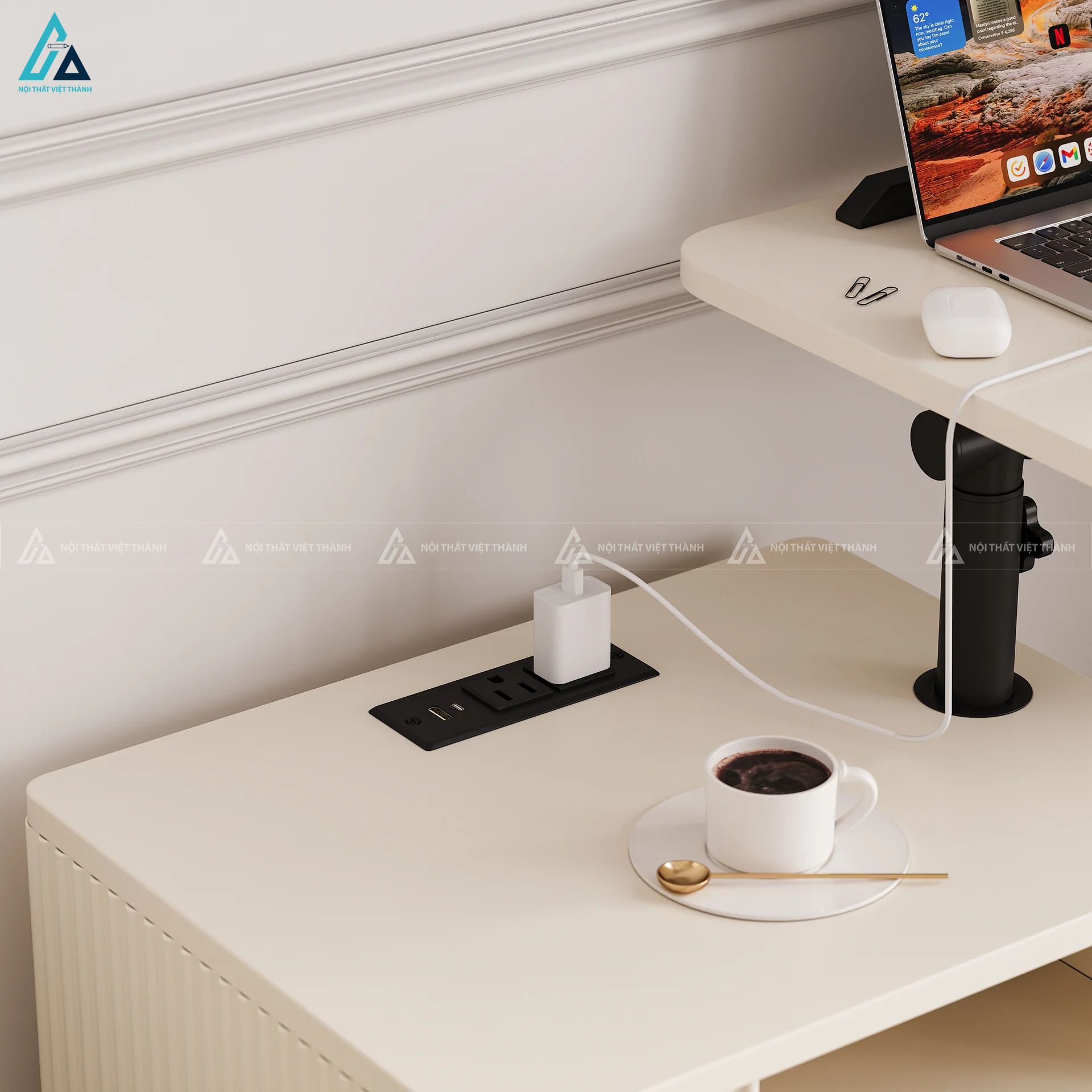 Tủ đầu giường thông minh có bàn nâng tiện lợi và ngăn tủ cánh mở 5