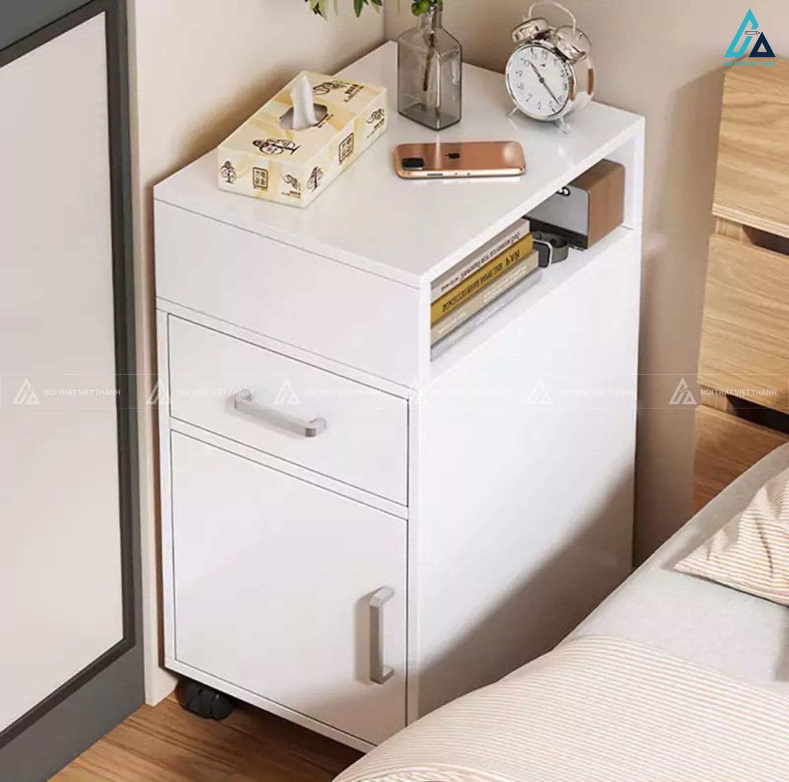 Tủ đầu giường dáng đứng thông minh nhỏ gọn tiết kiệm diện tích 3