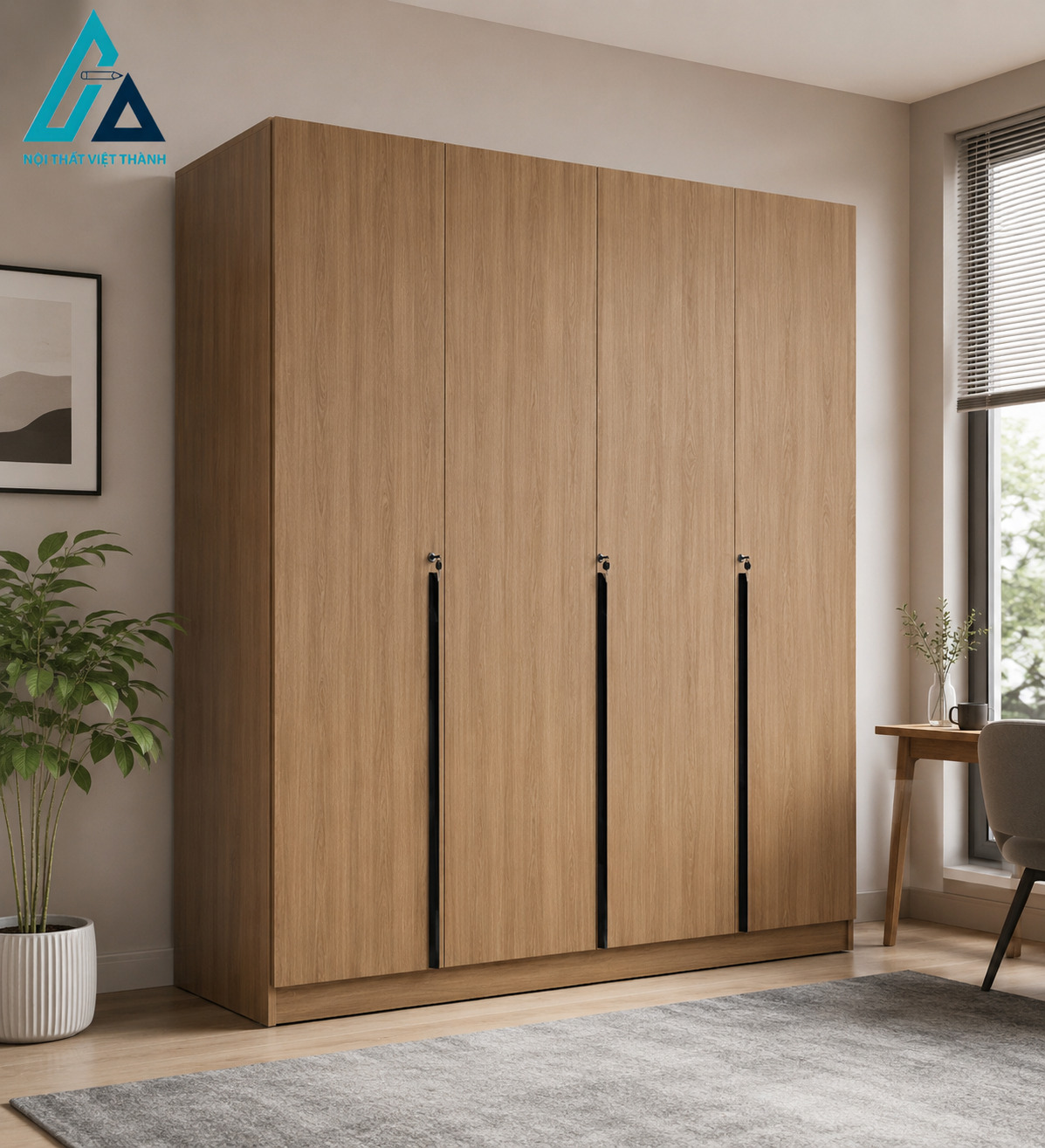 Tủ quần áo 6 cánh mdf sơn trắng bóng cao cấp nhiều ngăn rộng tiện dụng