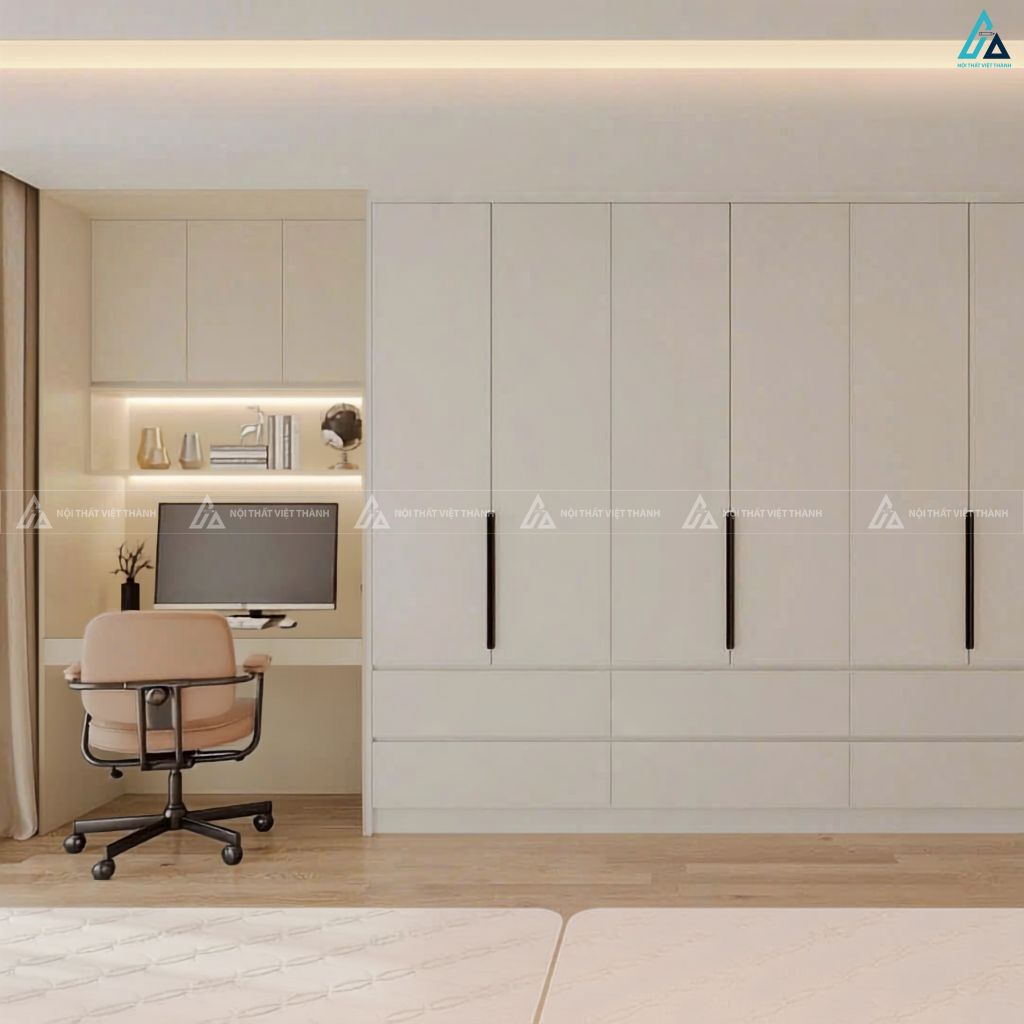 Tủ quần áo âm tường gỗ MDF trẻ trung và bền bỉ