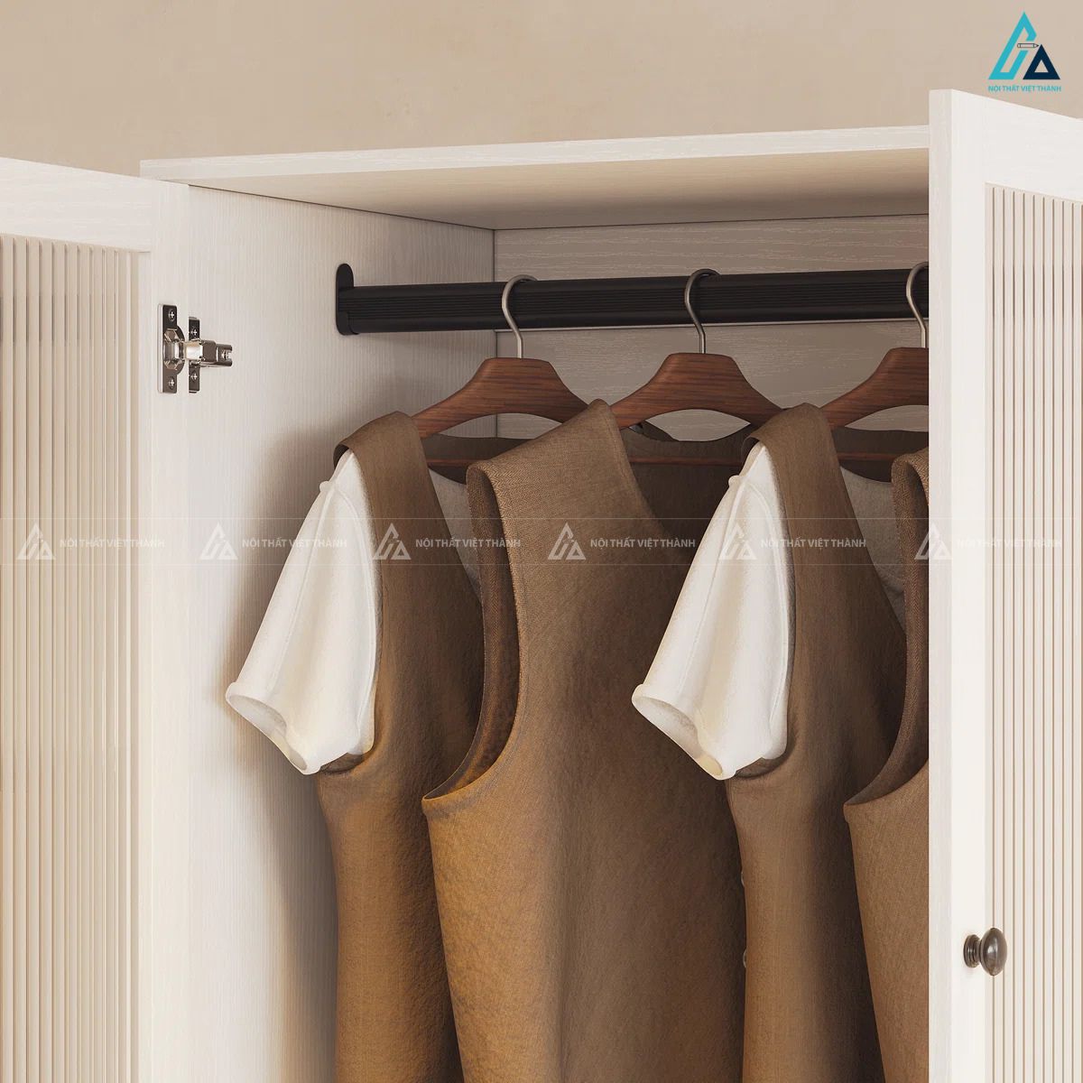 Tủ áo cánh kính sọc khung trắng hiện đại sang trọng cho phòng ngủ 3