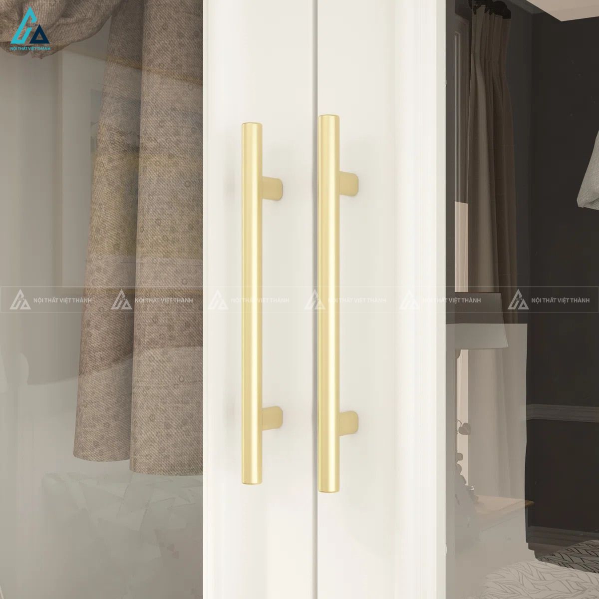 Tủ quần áo cánh kính trắng thiết kế cổ điển tinh tế cho phòng ngủ đẹp 5