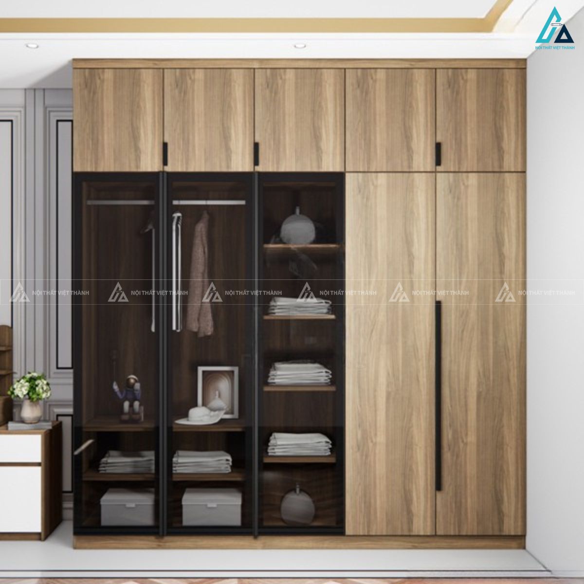 Tủ quần áo cánh kính thiết kế kịch trần thẩm mỹ cho phòng ngủ đẹp 1