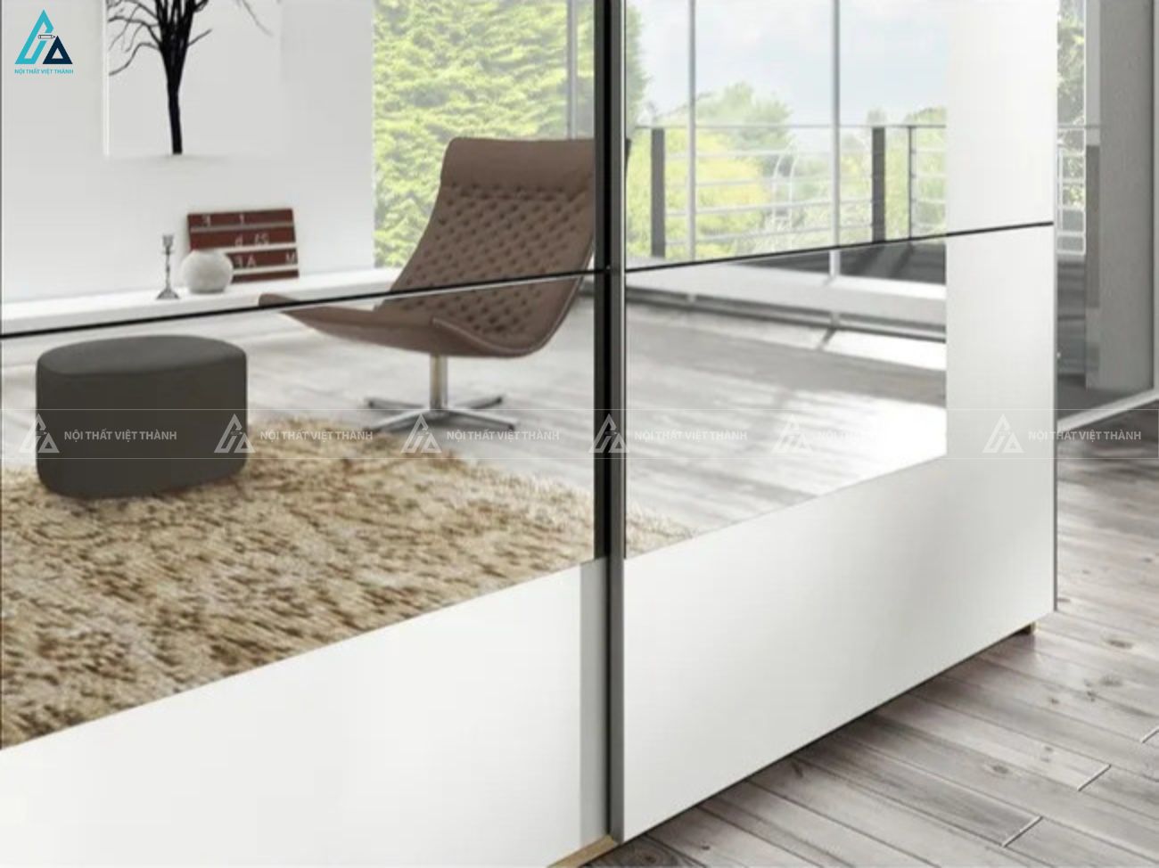 Tủ quần áo cánh kính hiện đại phối gỗ cao cấp bền đẹp tinh tế 2