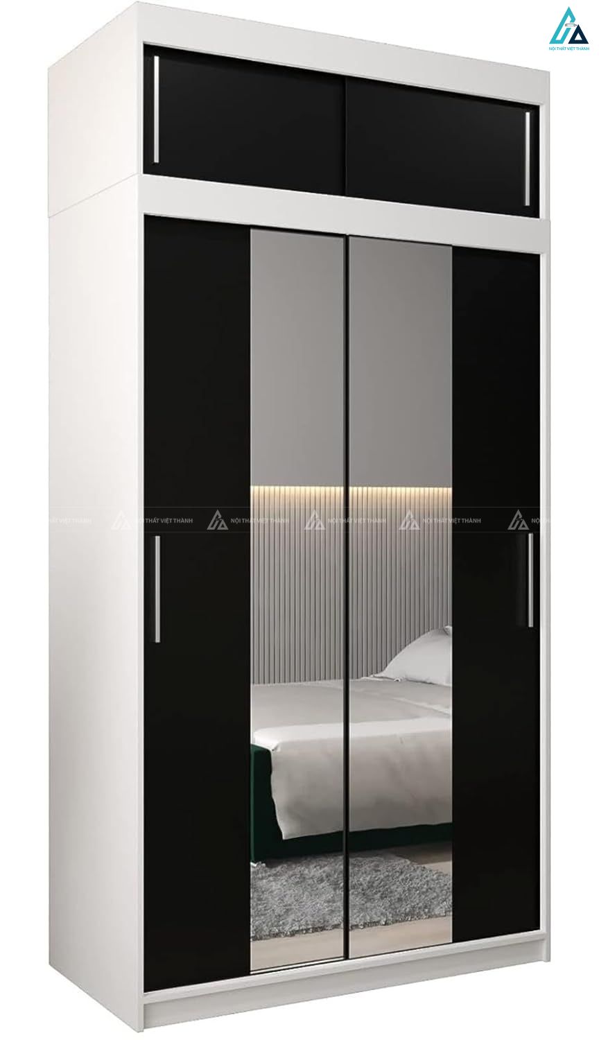 Tủ quần áo cánh kính viền đen phối gương cao cấp tinh tế sang trọng 2
