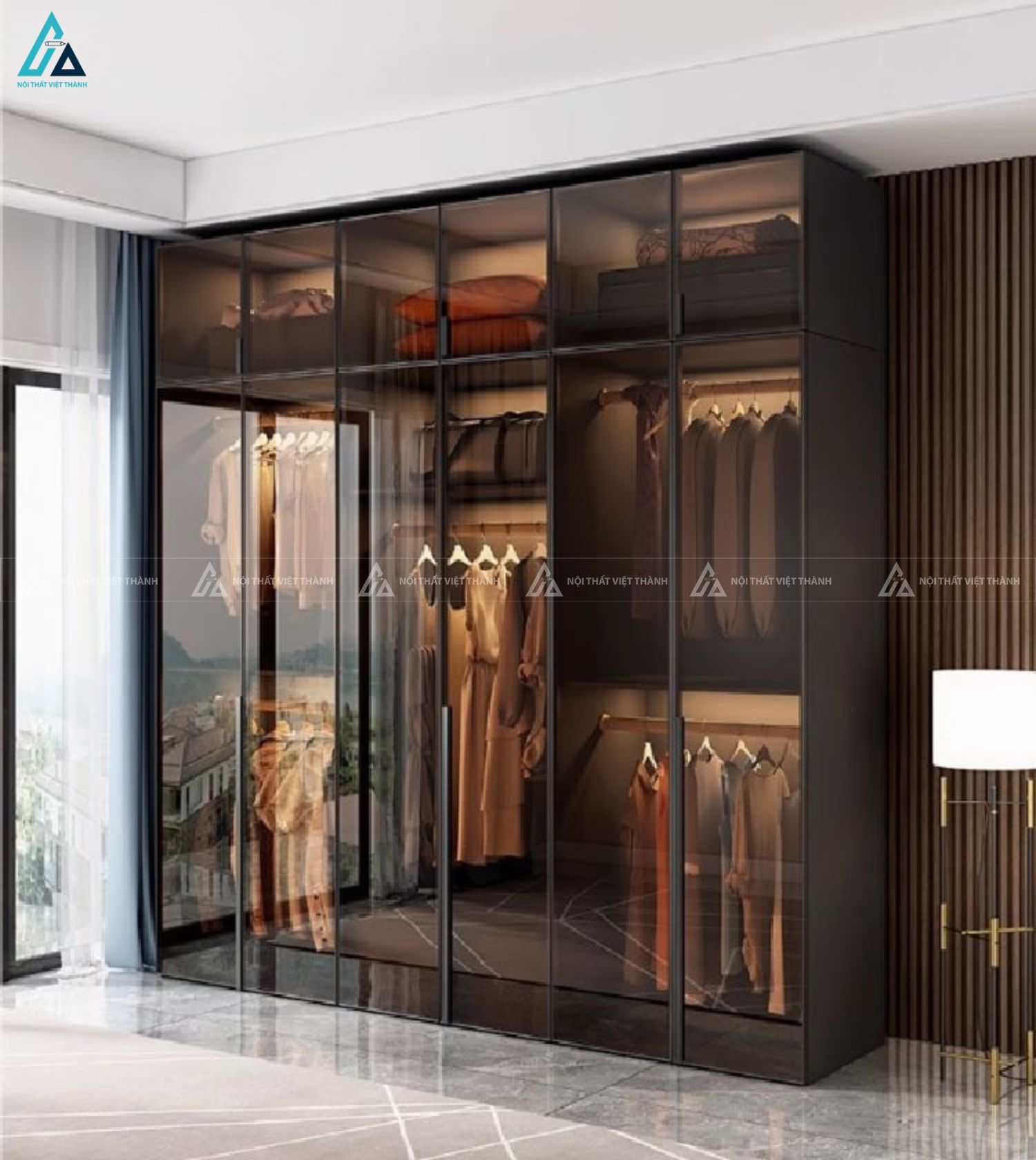 Tủ quần áo cánh kính thiết kế tinh xảo cho không gian sống sang trọng 4