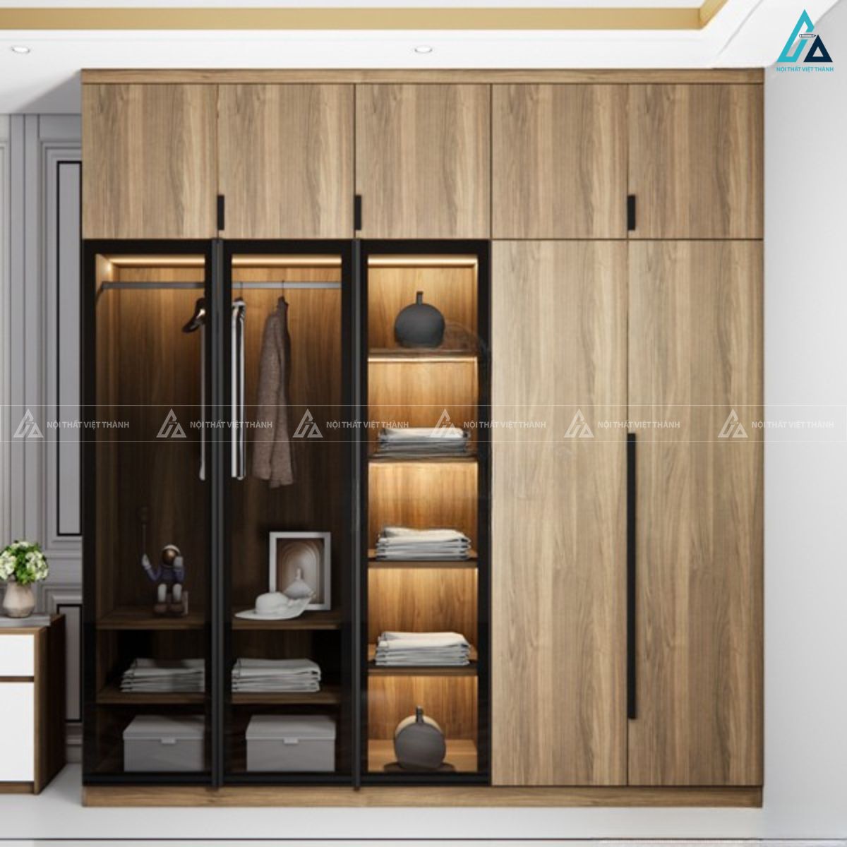 Tủ quần áo cánh kính thiết kế kịch trần thẩm mỹ cho phòng ngủ đẹp 2