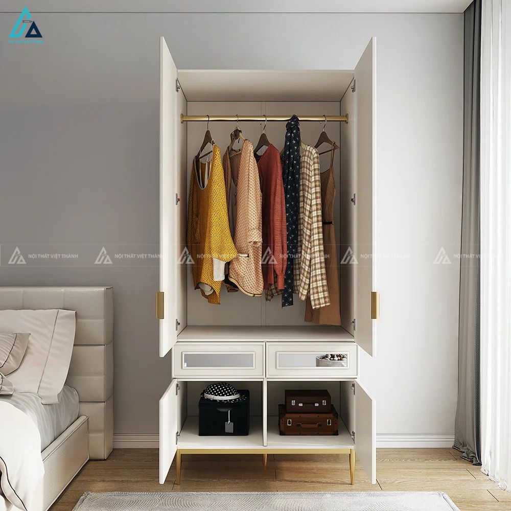 Tủ quần áo cánh kính vòm phong cách tân cổ điển sang trọng 2