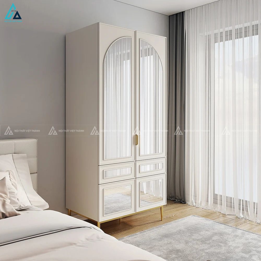 Tủ quần áo cánh kính vòm phong cách tân cổ điển sang trọng