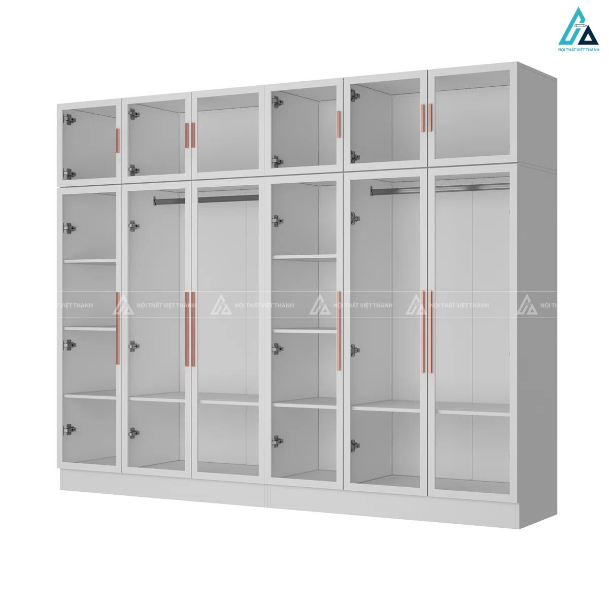 Tủ quần áo cánh kính trắng sang trọng tích hợp đèn led hiện đại 4