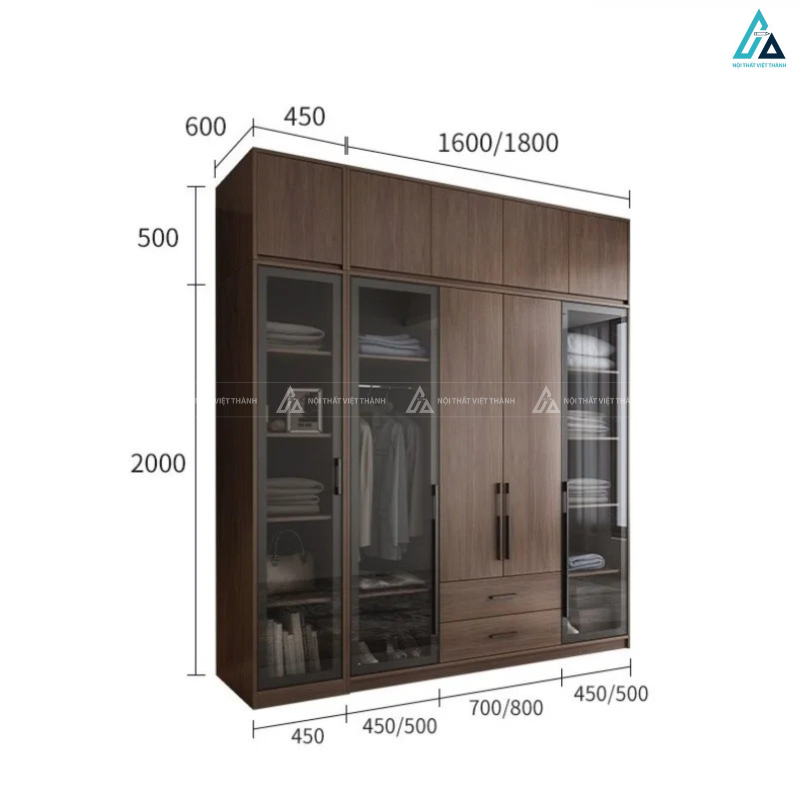 Tủ áo cánh kính khung gỗ màu nâu trầm đẳng cấp cho phòng ngủ 3
