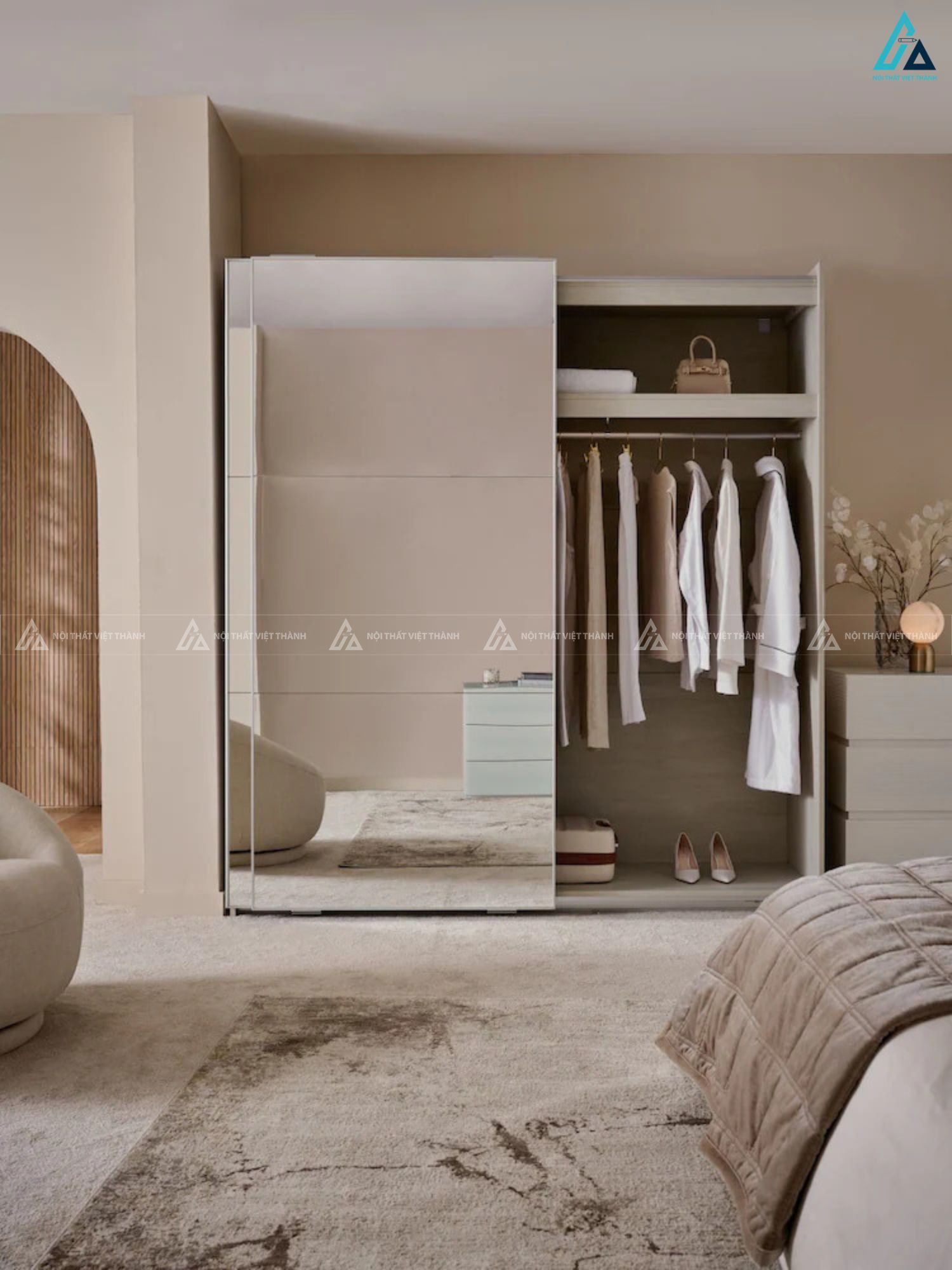 Tủ áo cánh kính thiết kế cao cấp cho phòng ngủ thanh lịch 2