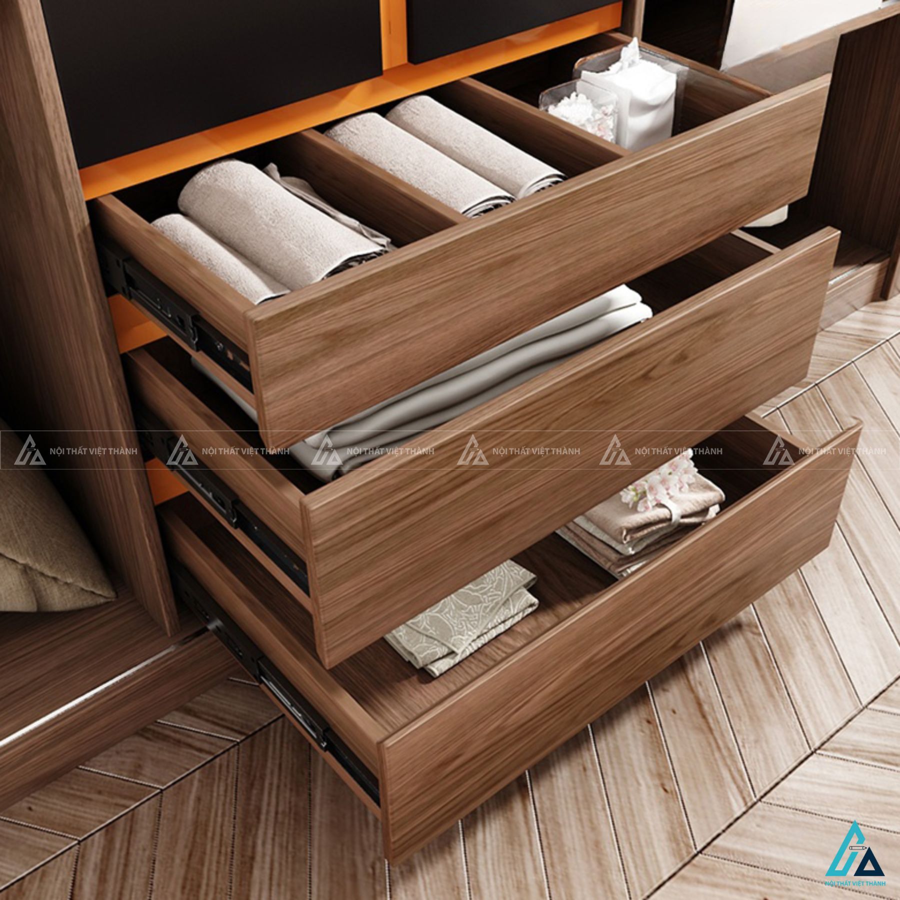 Tủ quần áo cửa lùa gỗ công nghiệp phối chi tiết đen sang trọng 2