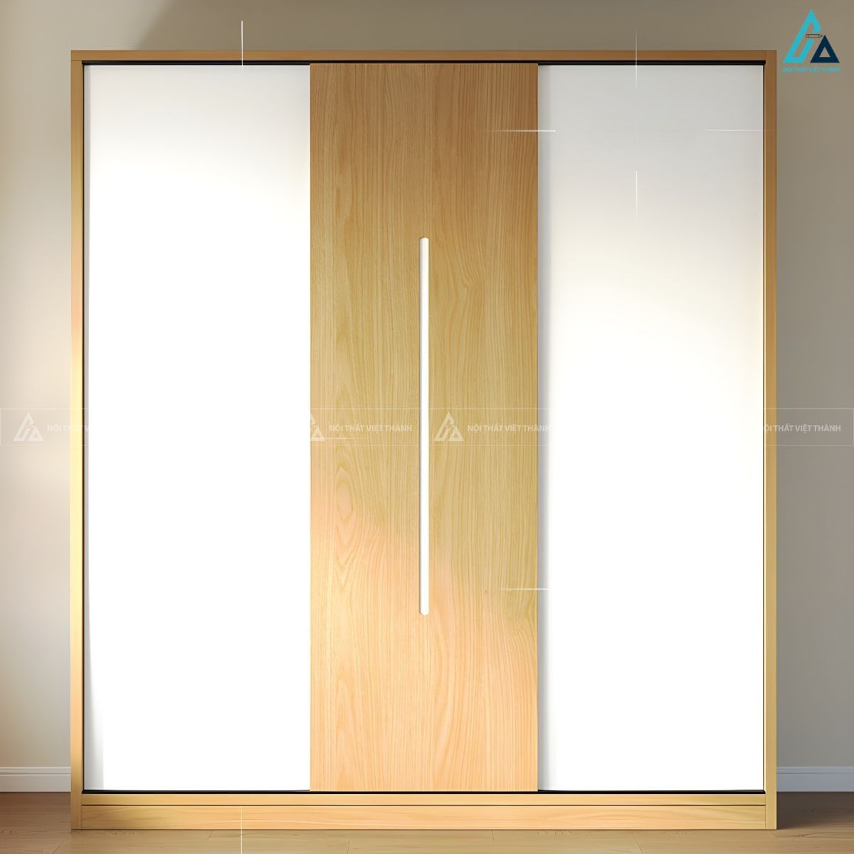 Mẫu tủ quần áo cửa lùa đa năng tích hợp kệ và ngăn kéo tiện lợi 4