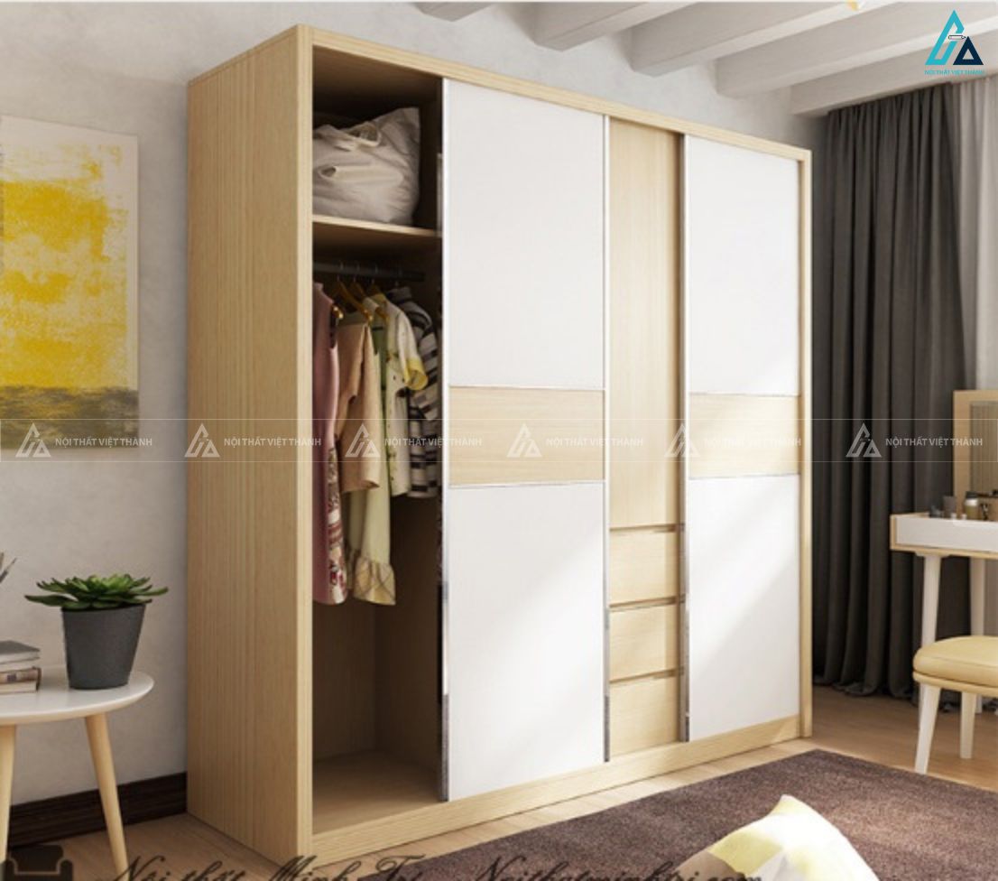 Mẫu tủ quần áo gỗ công nghiệp nhiều tầng lưu trữ tiện dụng 1