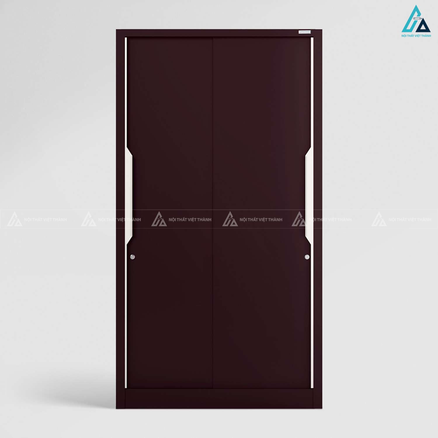 Mẫu tủ quần áo cửa lùa hai cánh màu nâu cà phê thiết kế tối giản 2