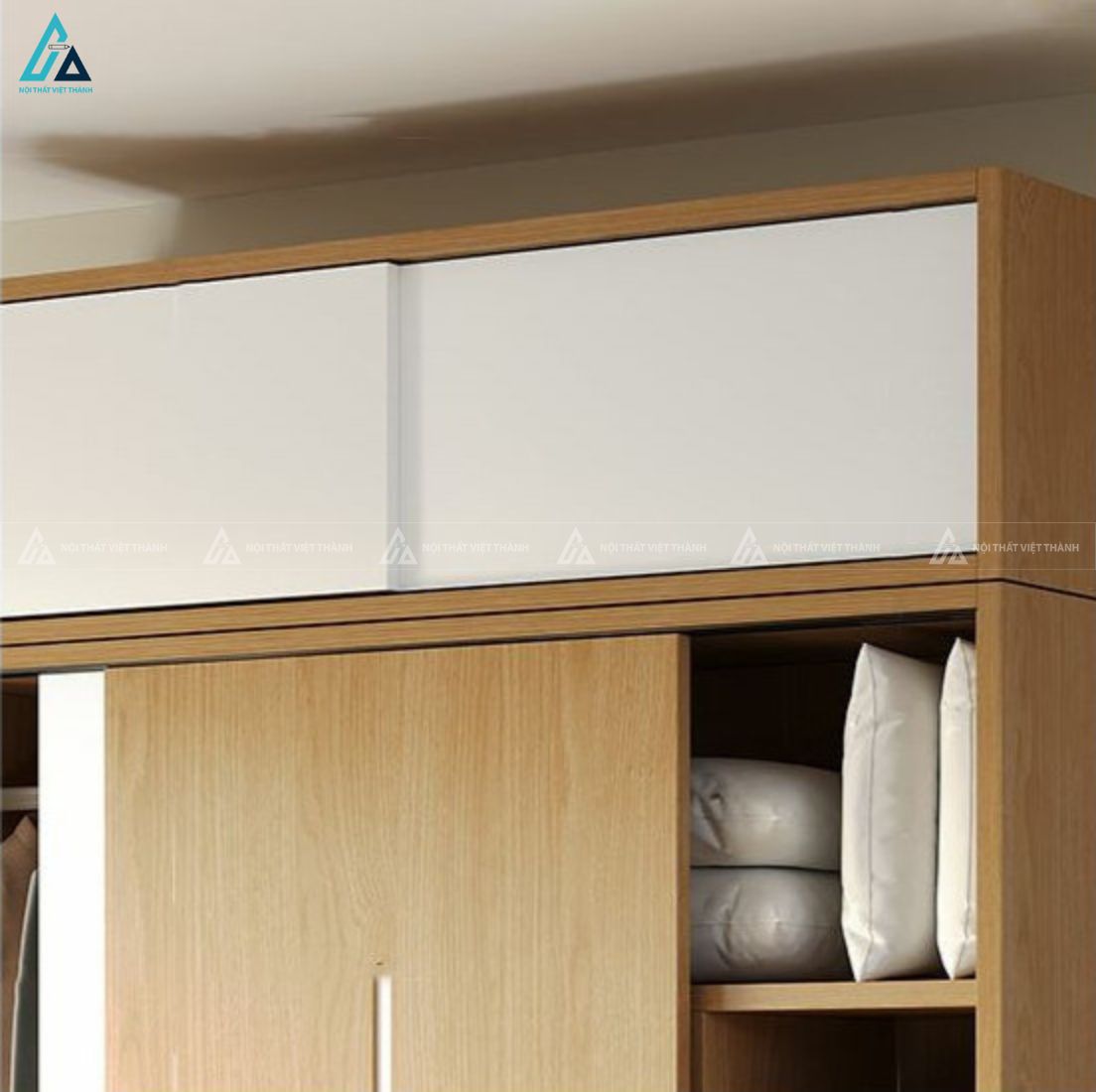 Mẫu tủ quần áo cửa lùa đa năng tích hợp kệ và ngăn kéo tiện lợi 5