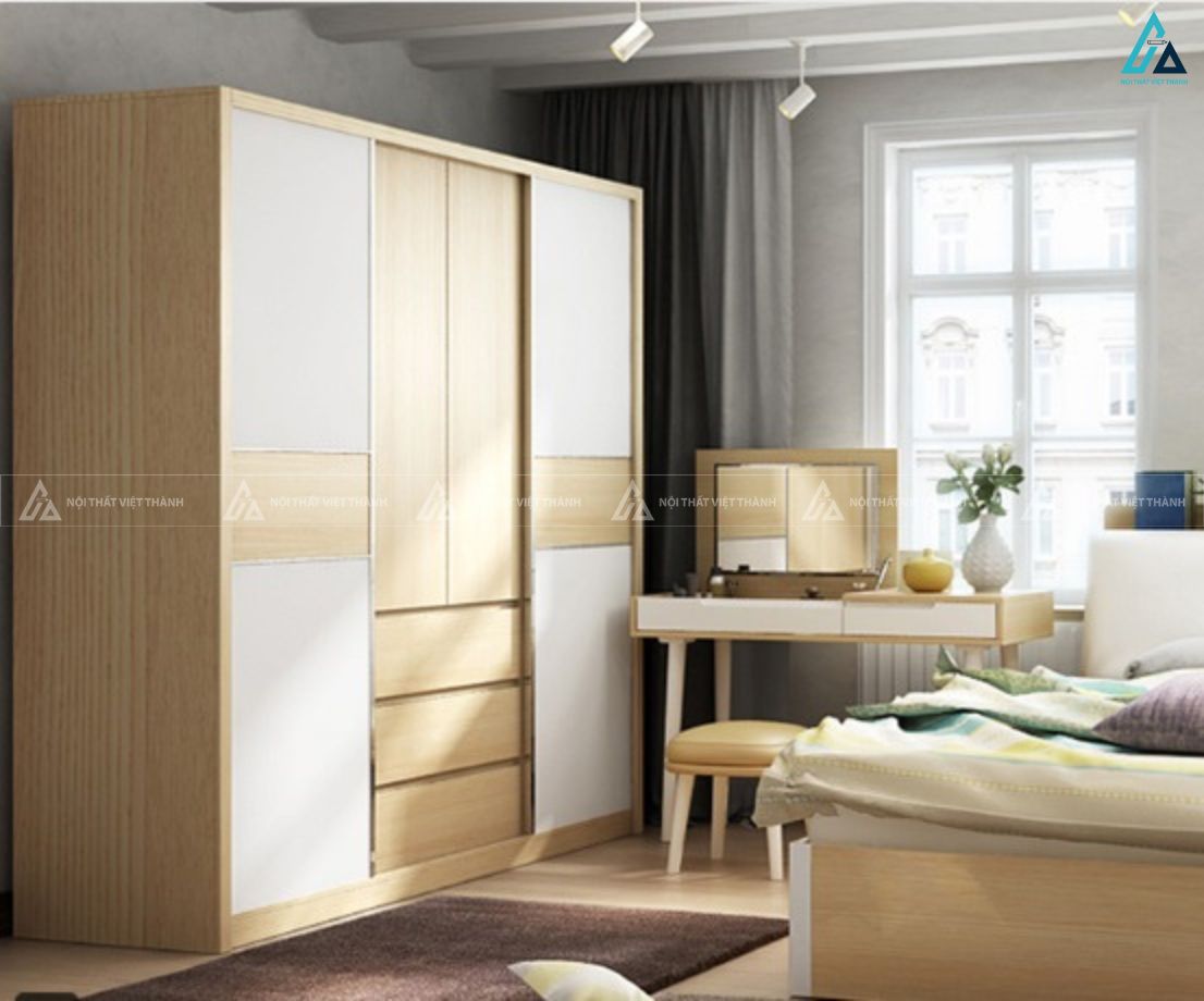 Mẫu tủ quần áo gỗ công nghiệp nhiều tầng lưu trữ tiện dụng 2