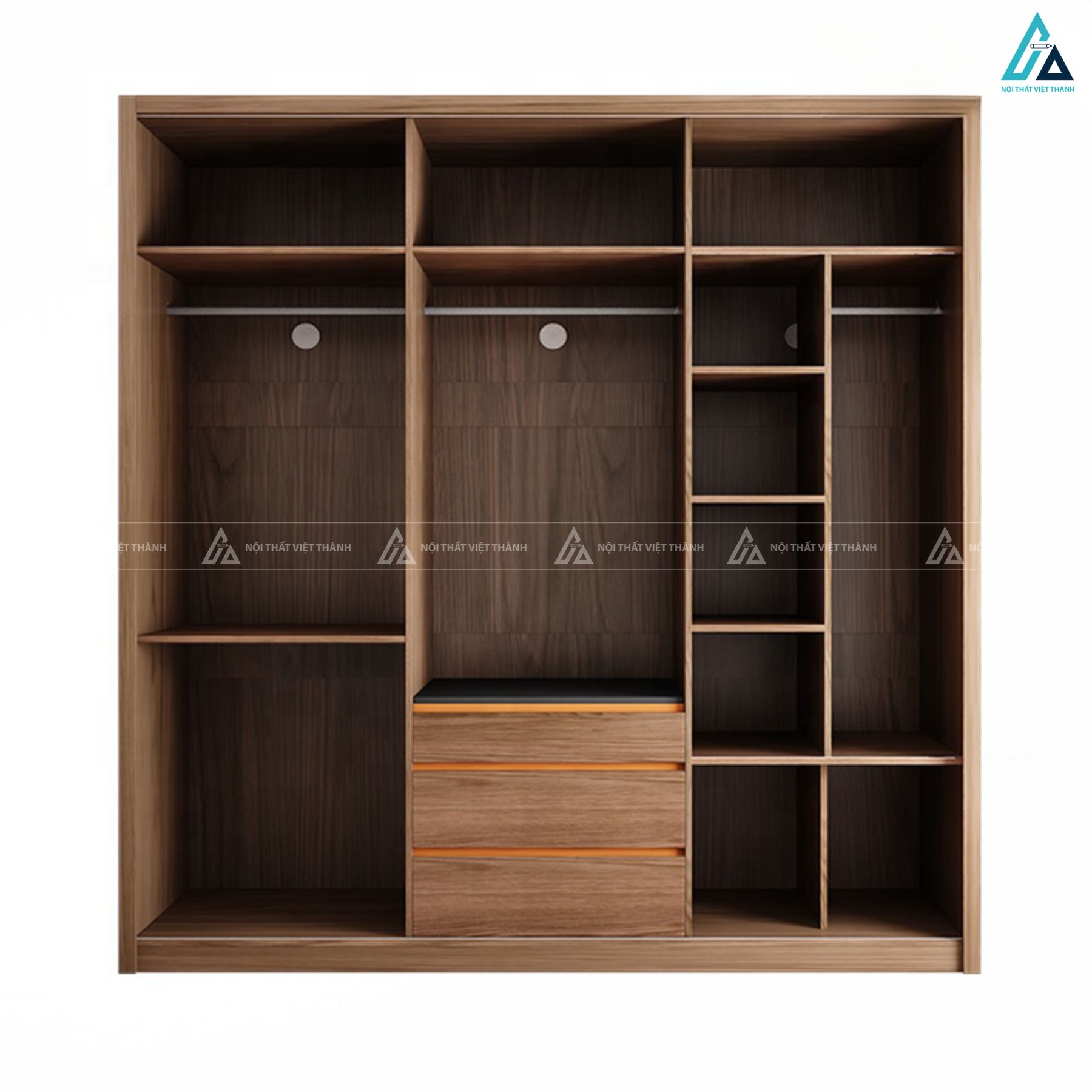 Tủ quần áo cửa lùa gỗ công nghiệp phối chi tiết đen sang trọng 3