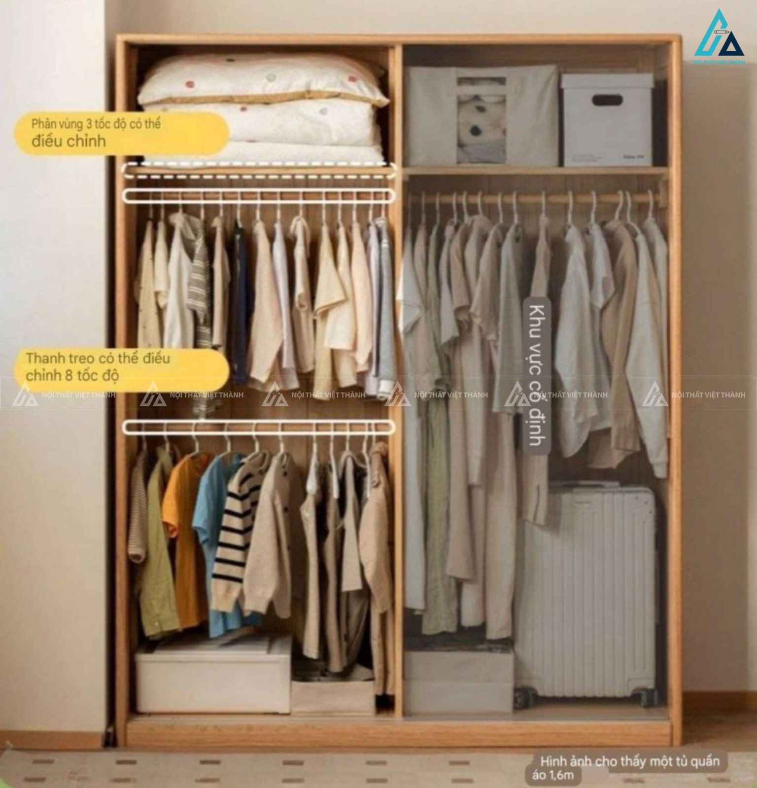 Tủ quần áo trẻ em cửa lùa phối trắng thiết kế đơn giản thông minh 2