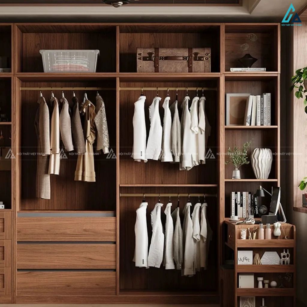 Tủ quần áo gỗ tự nhiên cửa lùa kết hợp nhiều ngăn chứa đồ 1