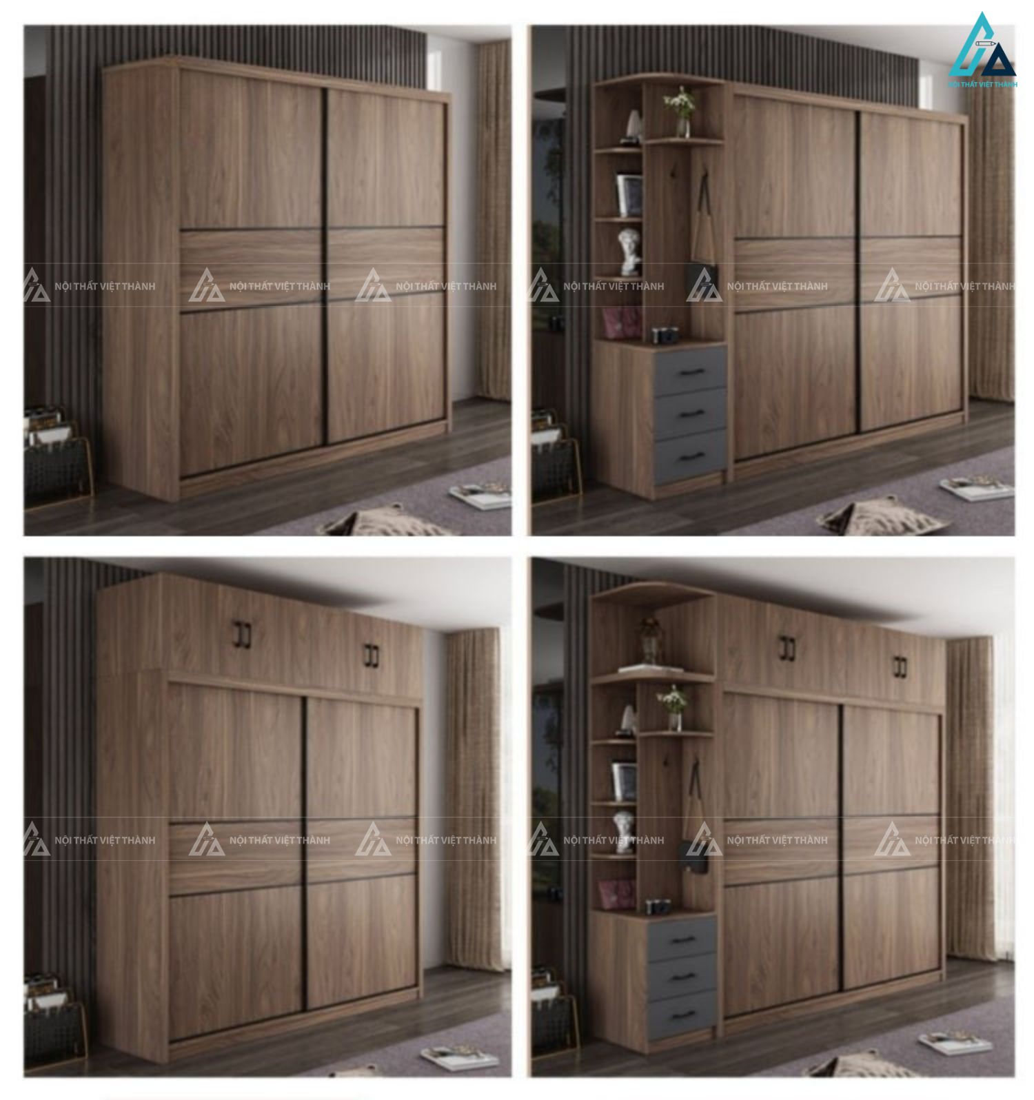 Tủ quần áo cửa lùa kịch trần kèm kệ và ngăn kéo đa năng 3