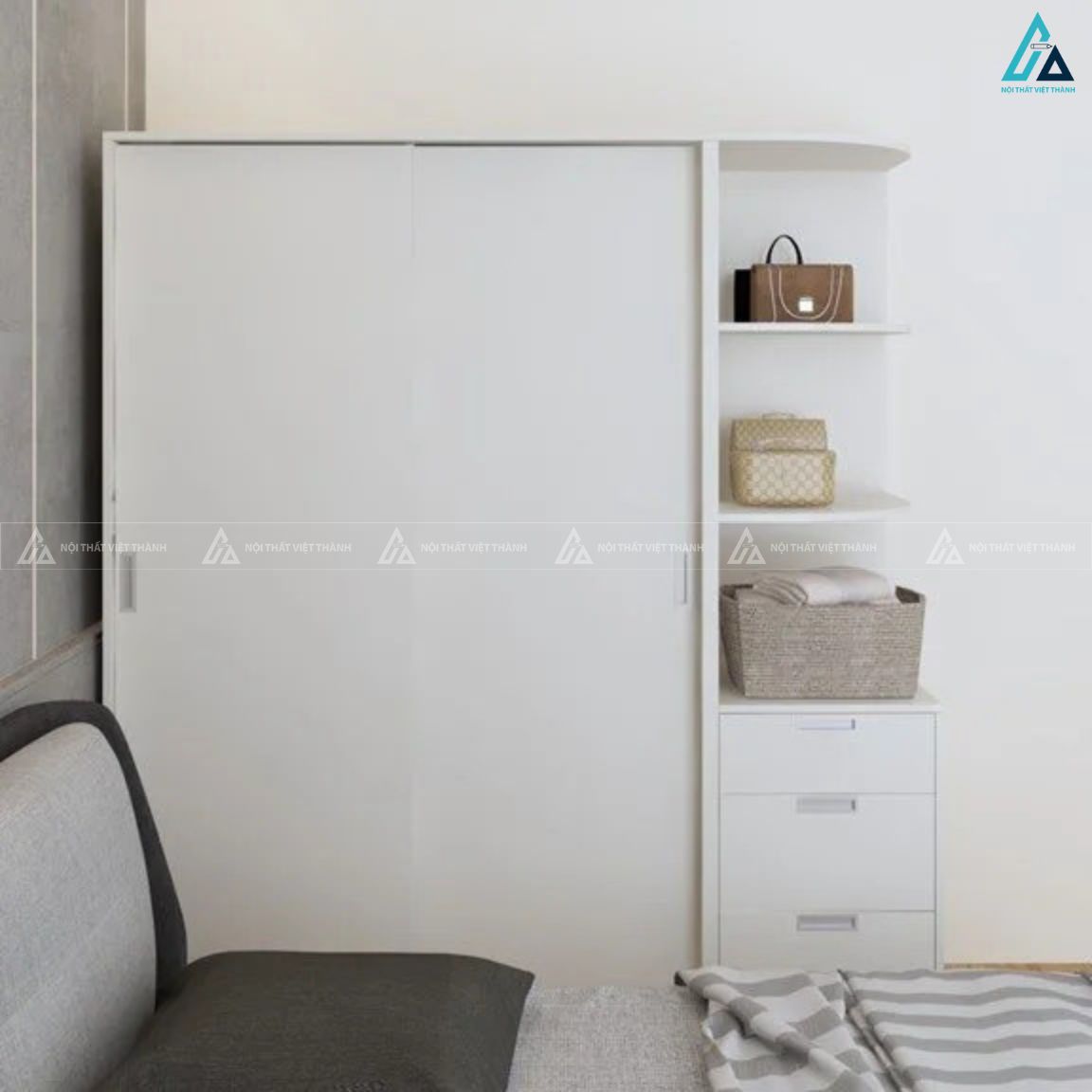 Mẫu tủ quần áo gỗ công nghiệp MDF chống ẩm thiết kế thông minh 2