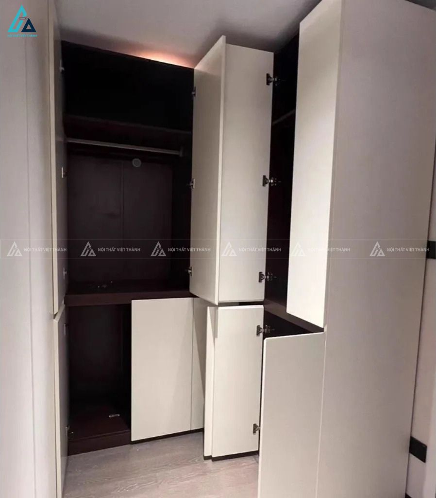 Tủ quần áo gỗ công nghiệp góc chữ L kịch trần tối ưu không gian 3