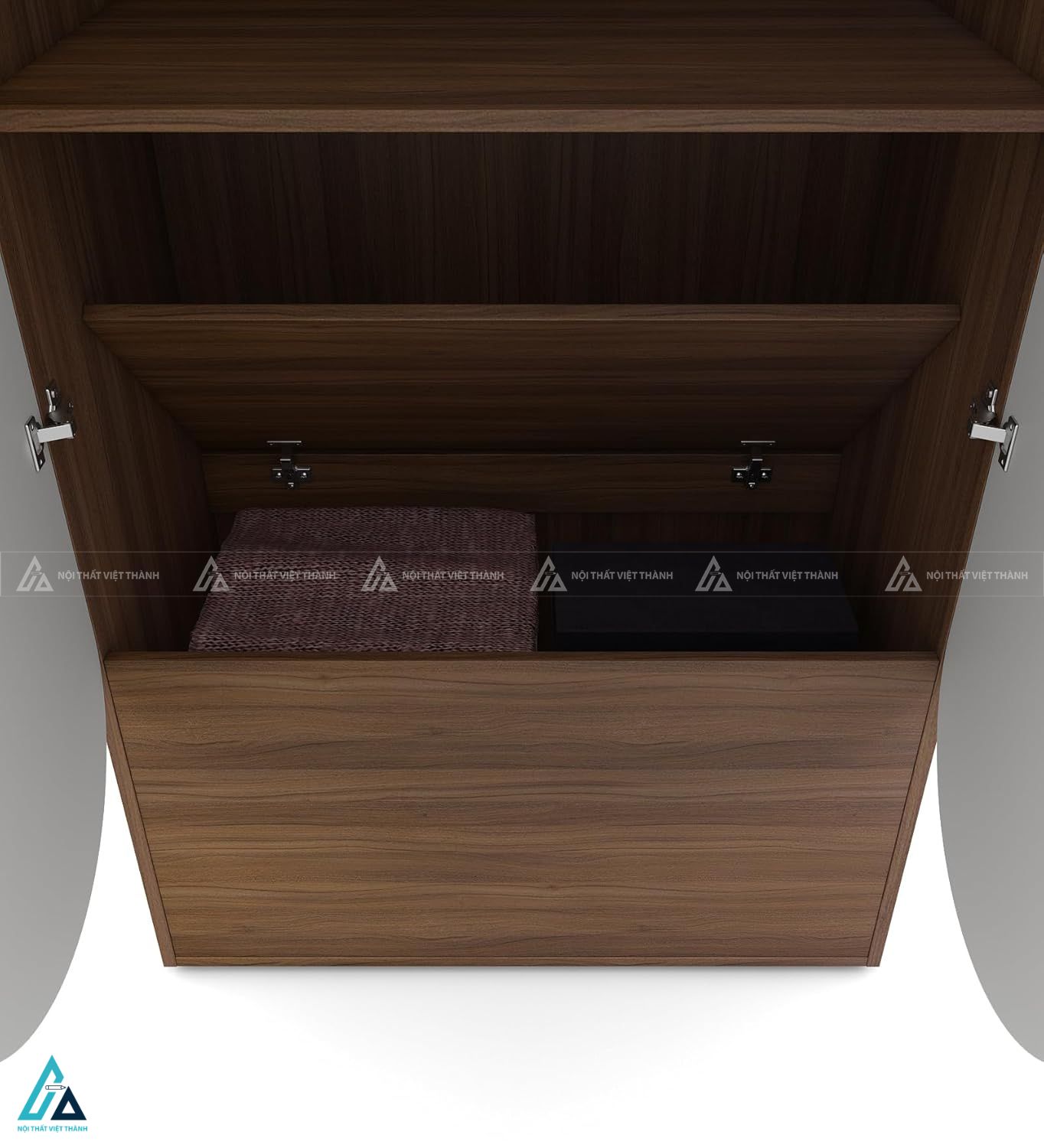 Mẫu tủ quần áo gỗ công nghiệp hai cánh mở thiết kế bo cong tinh tế 4